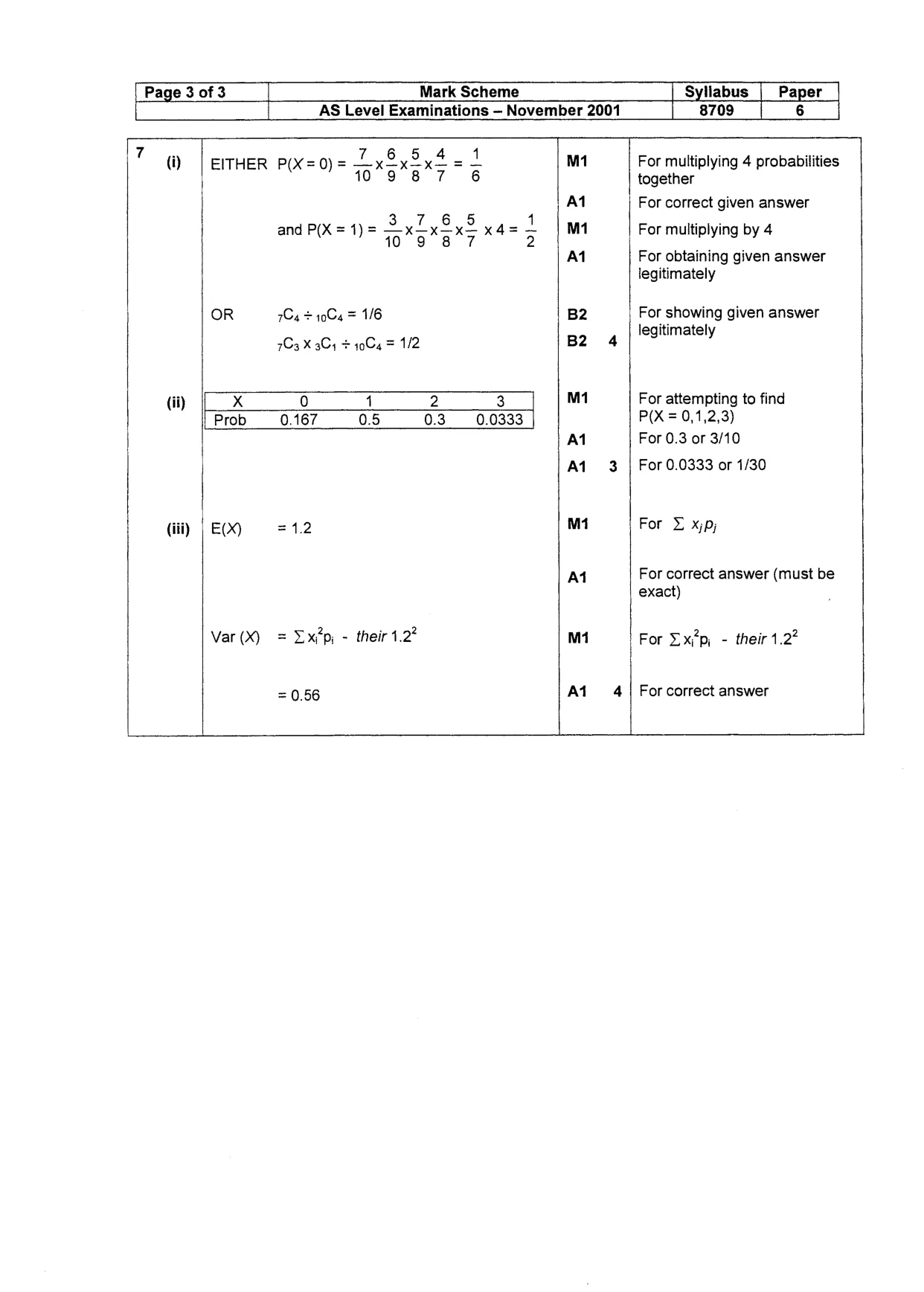 Mark scheme, page 4 of 4