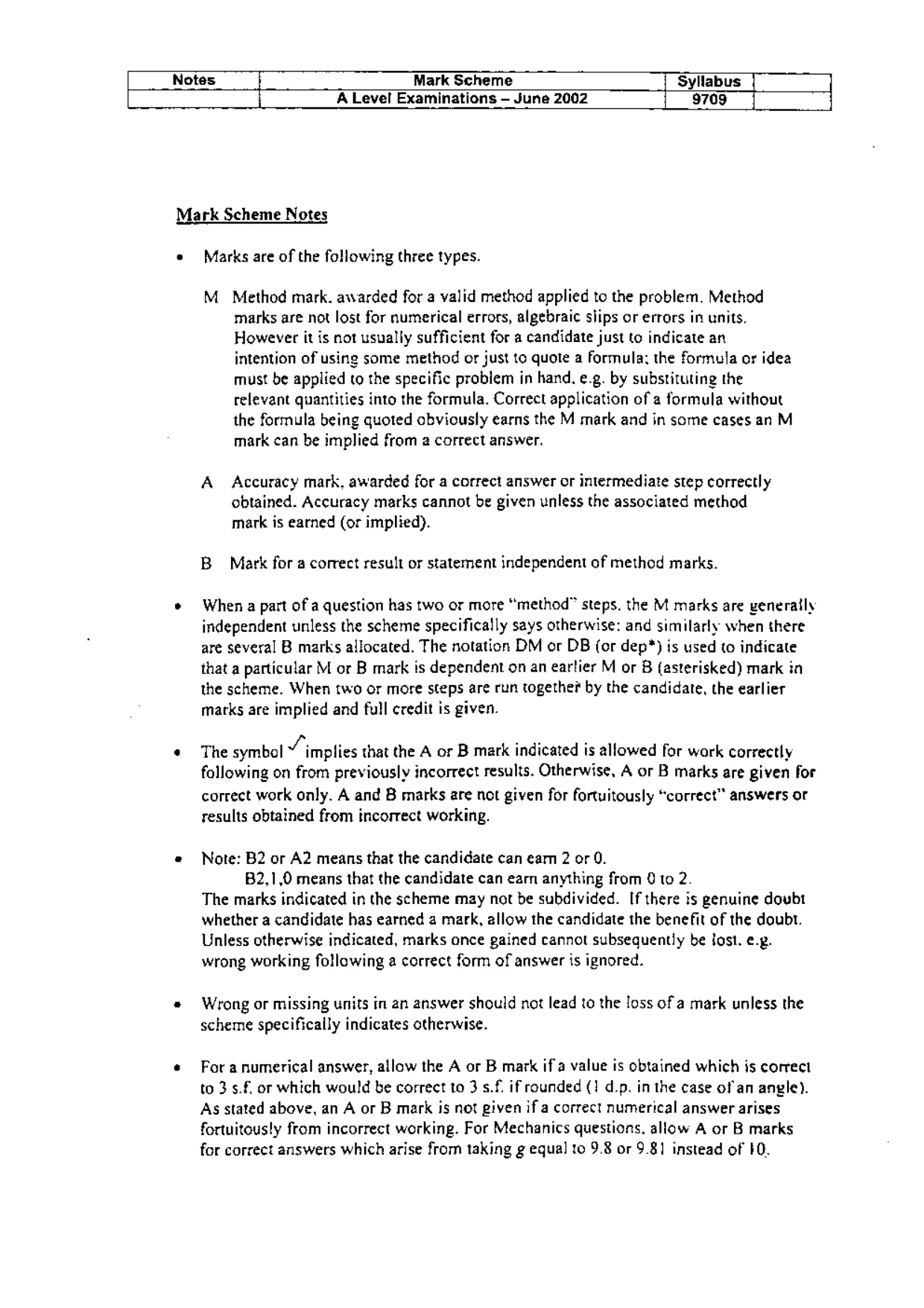 Mark scheme, page 1 of 6
