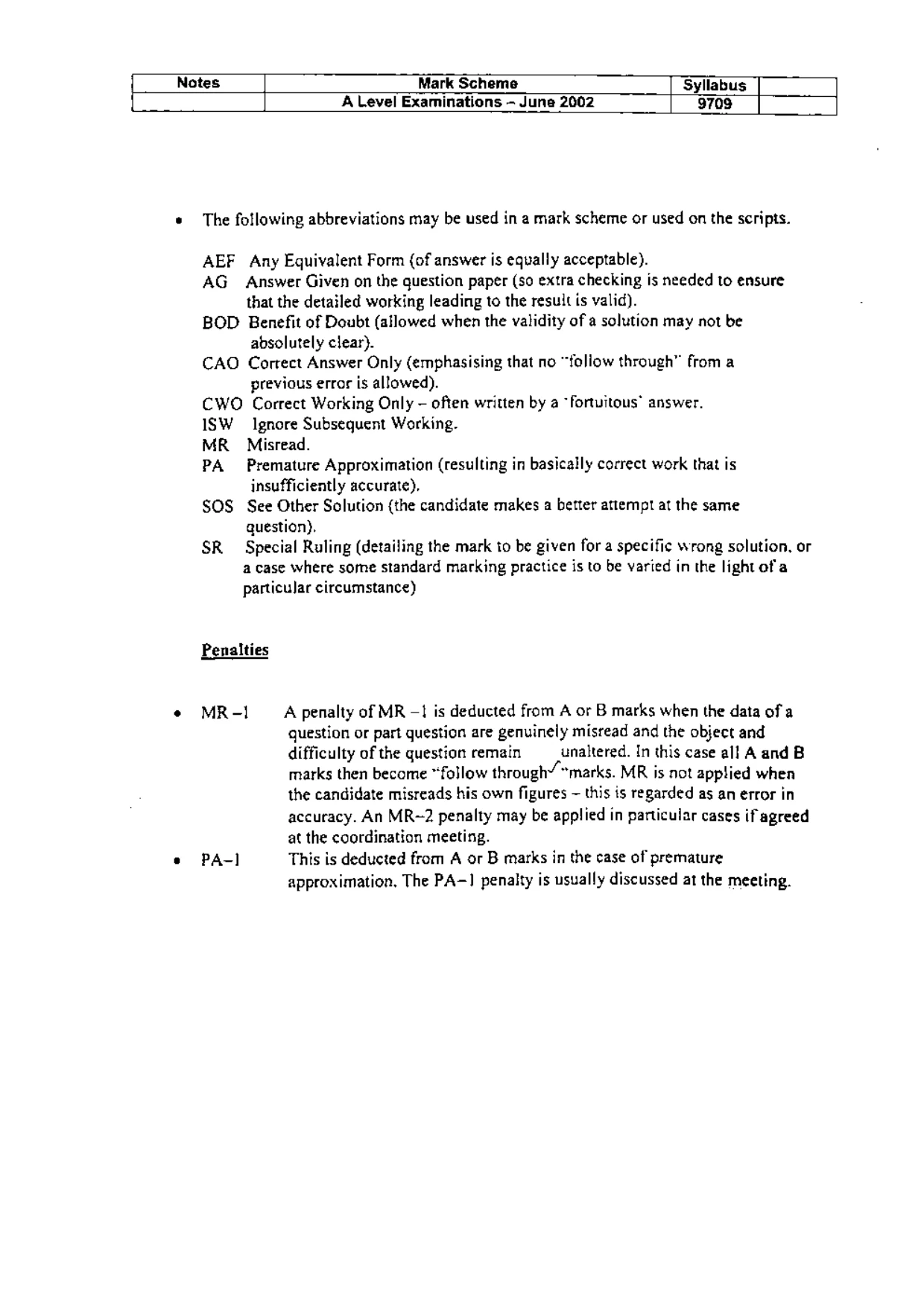 Mark scheme, page 2 of 6