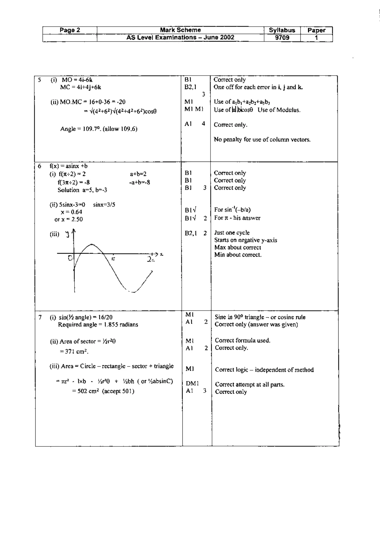 Mark scheme, page 5 of 6