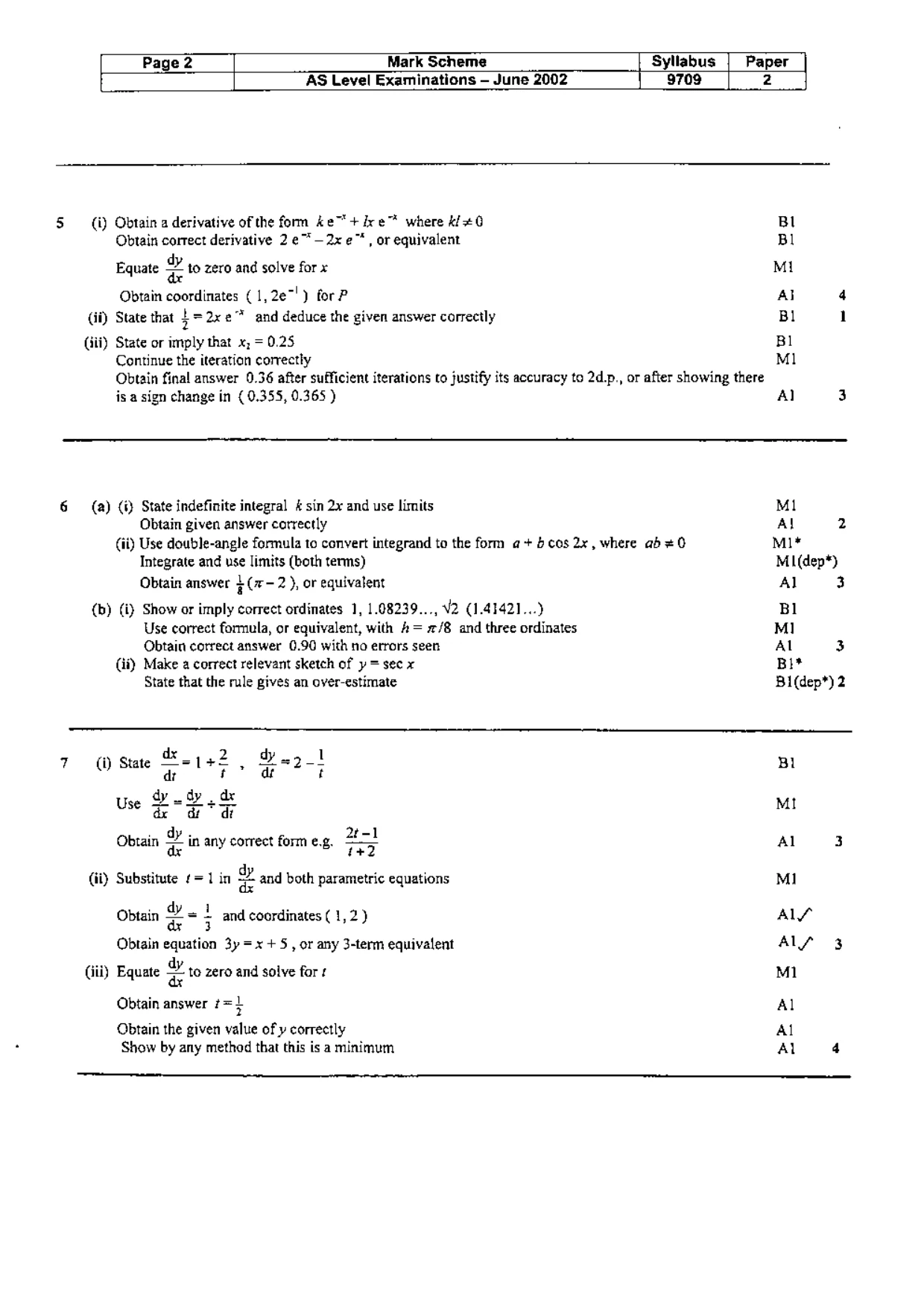 Mark scheme, page 3 of 3