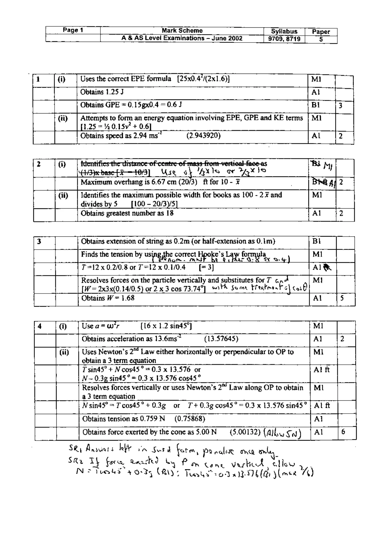 Mark scheme, page 2 of 4