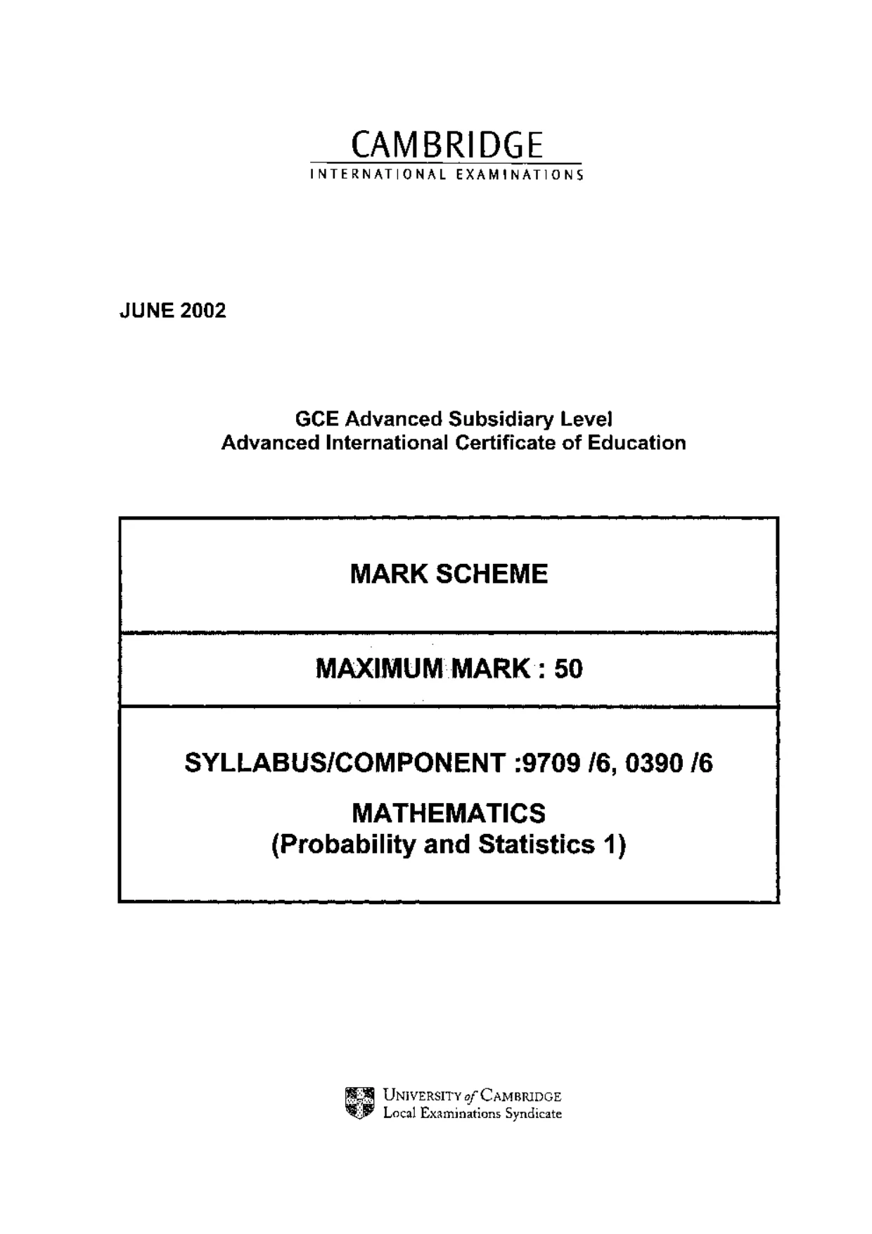 Mark scheme, page 1 of 3