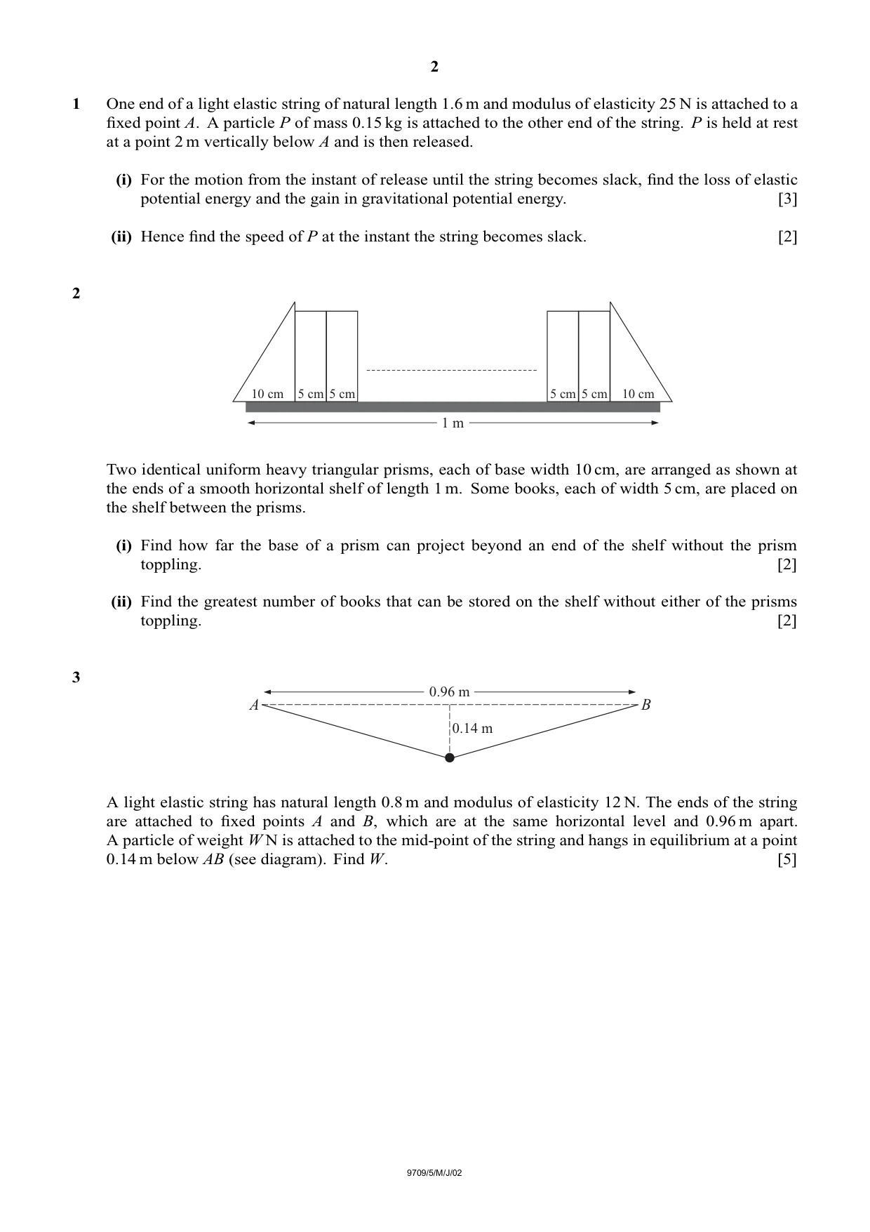 Cambridge A Level Mathematics 9709 2002 May/June Paper 5 · Variant 1 question paper, page 2 of 4
