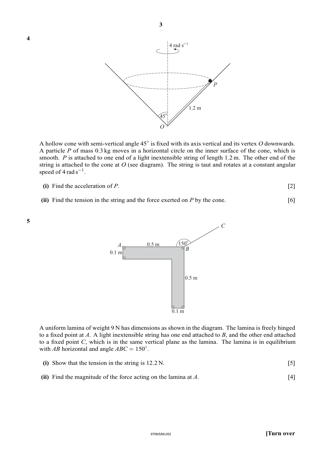 Cambridge A Level Mathematics 9709 2002 May/June Paper 5 · Variant 1 question paper, page 3 of 4