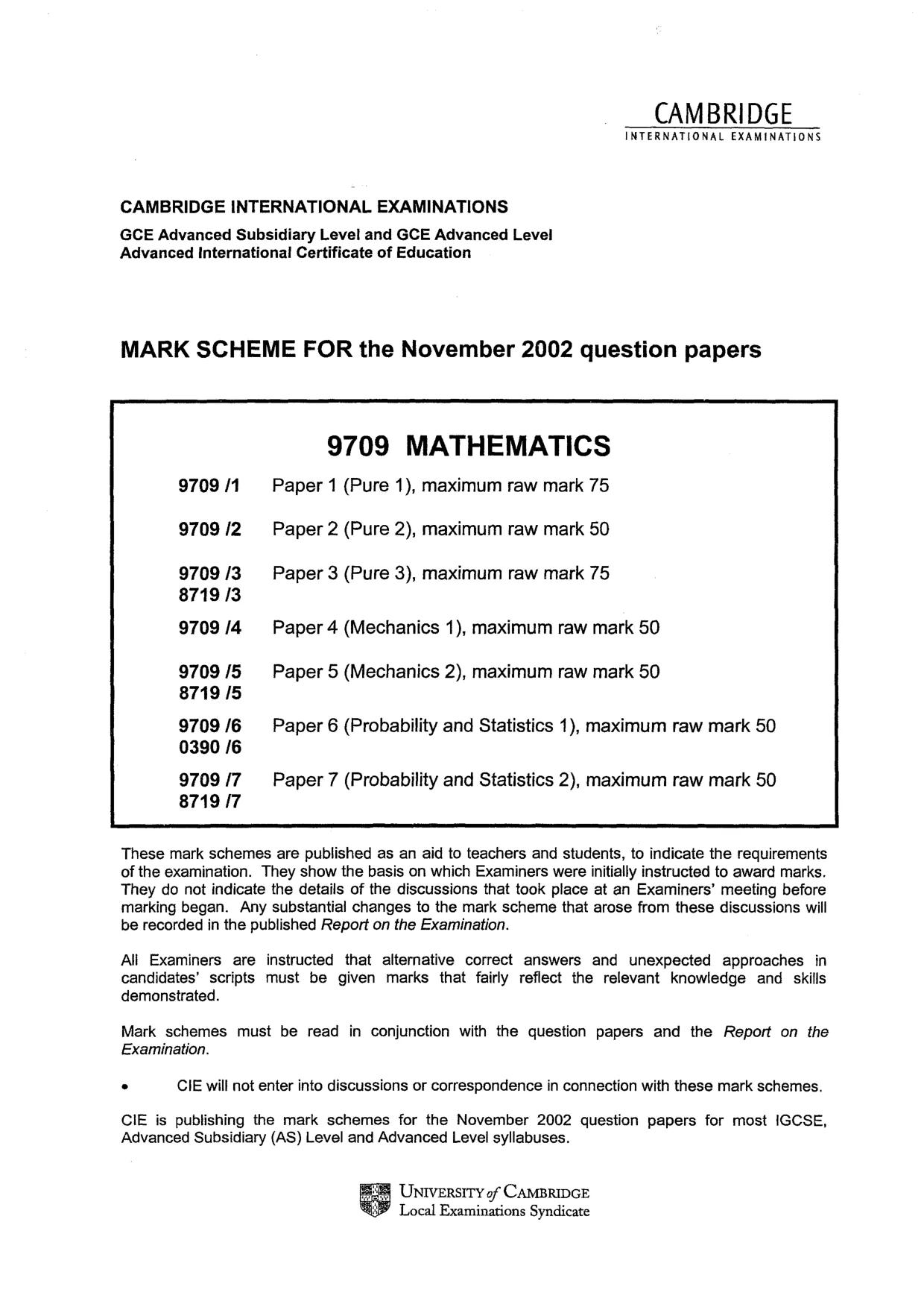Mark scheme, page 1 of 8
