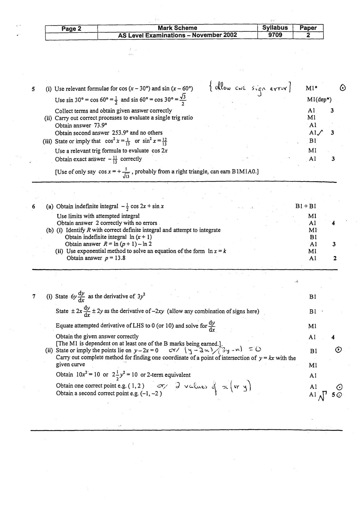 Mark scheme, page 3 of 3