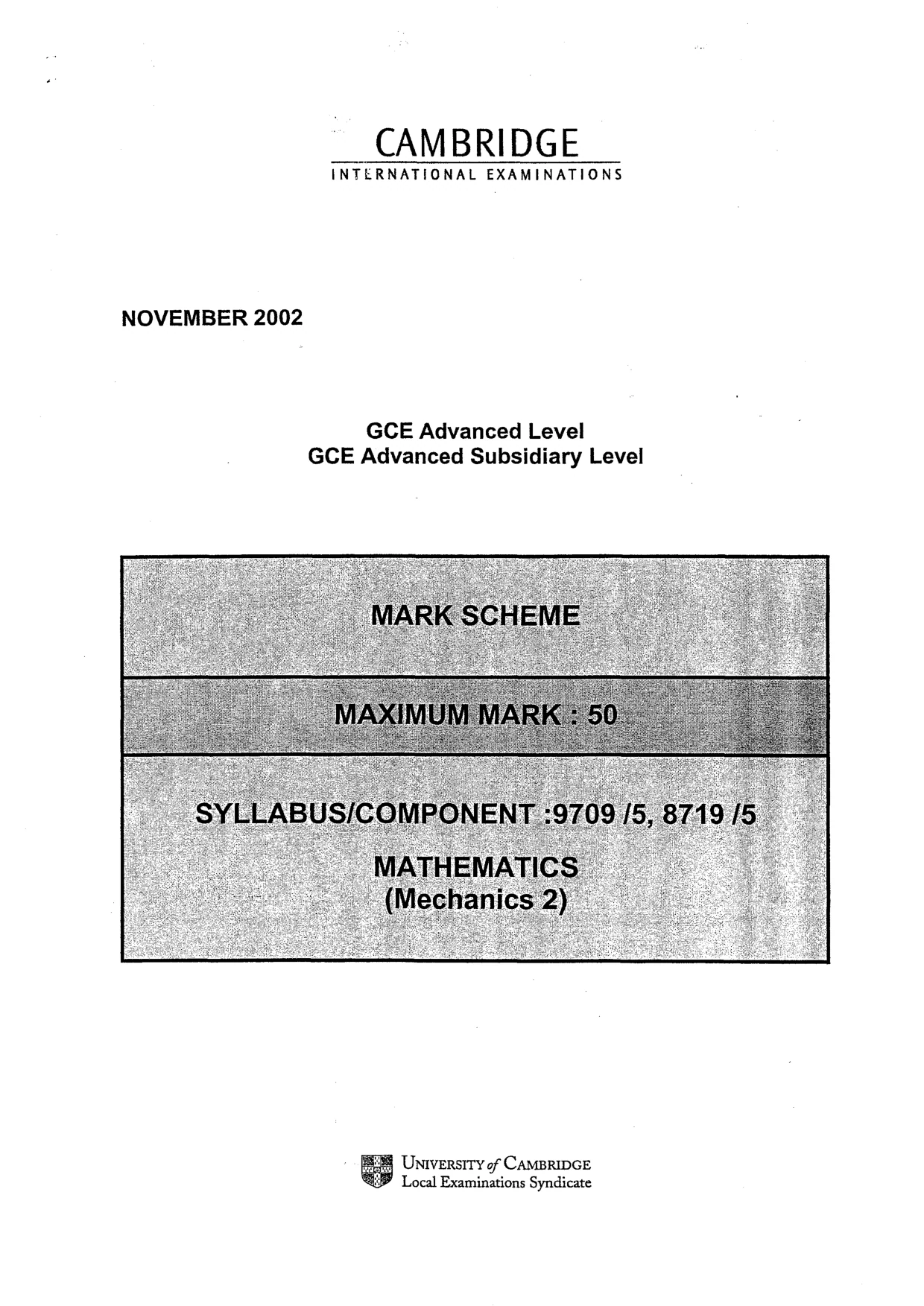 Mark scheme, page 1 of 5