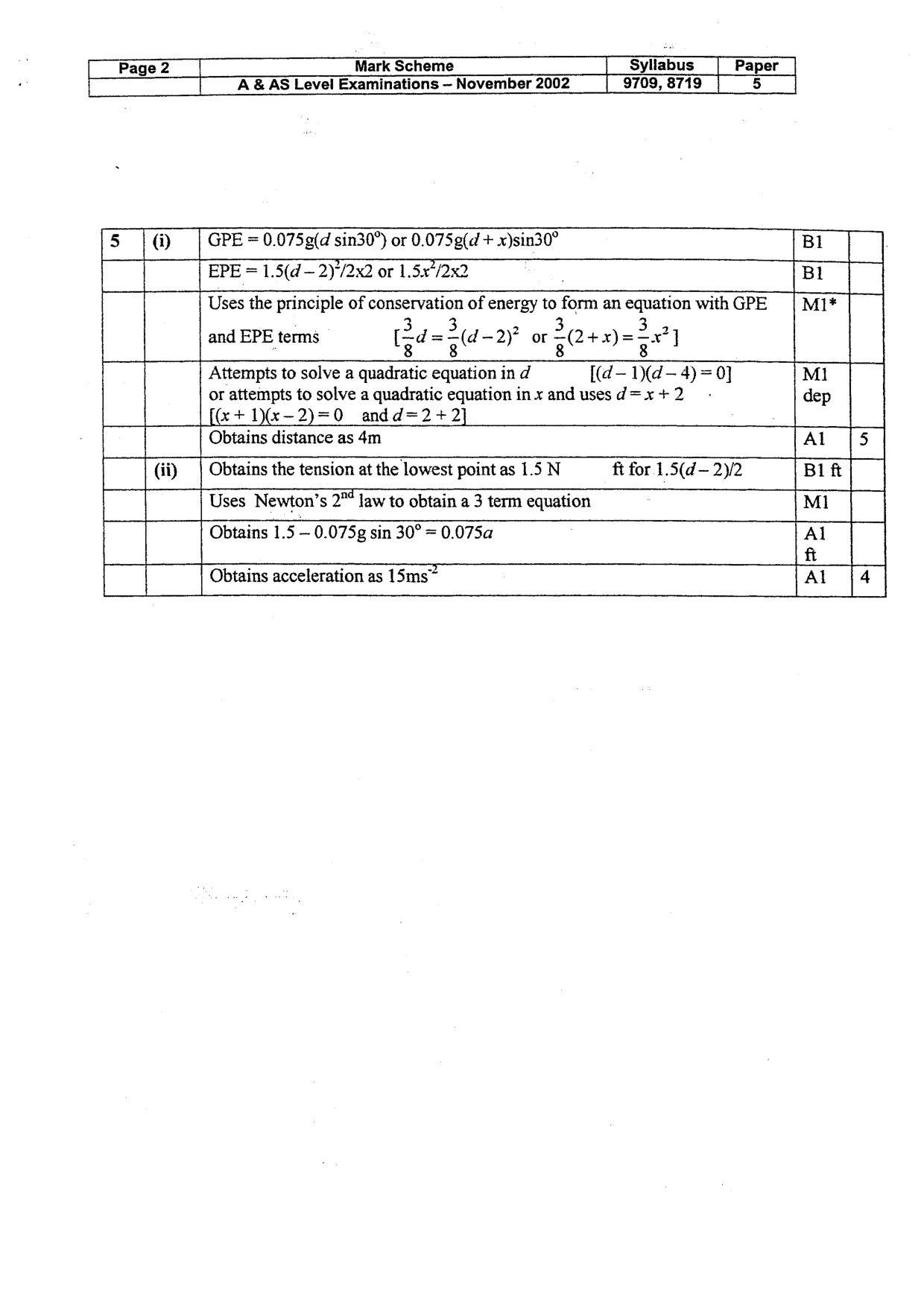 Mark scheme, page 3 of 5