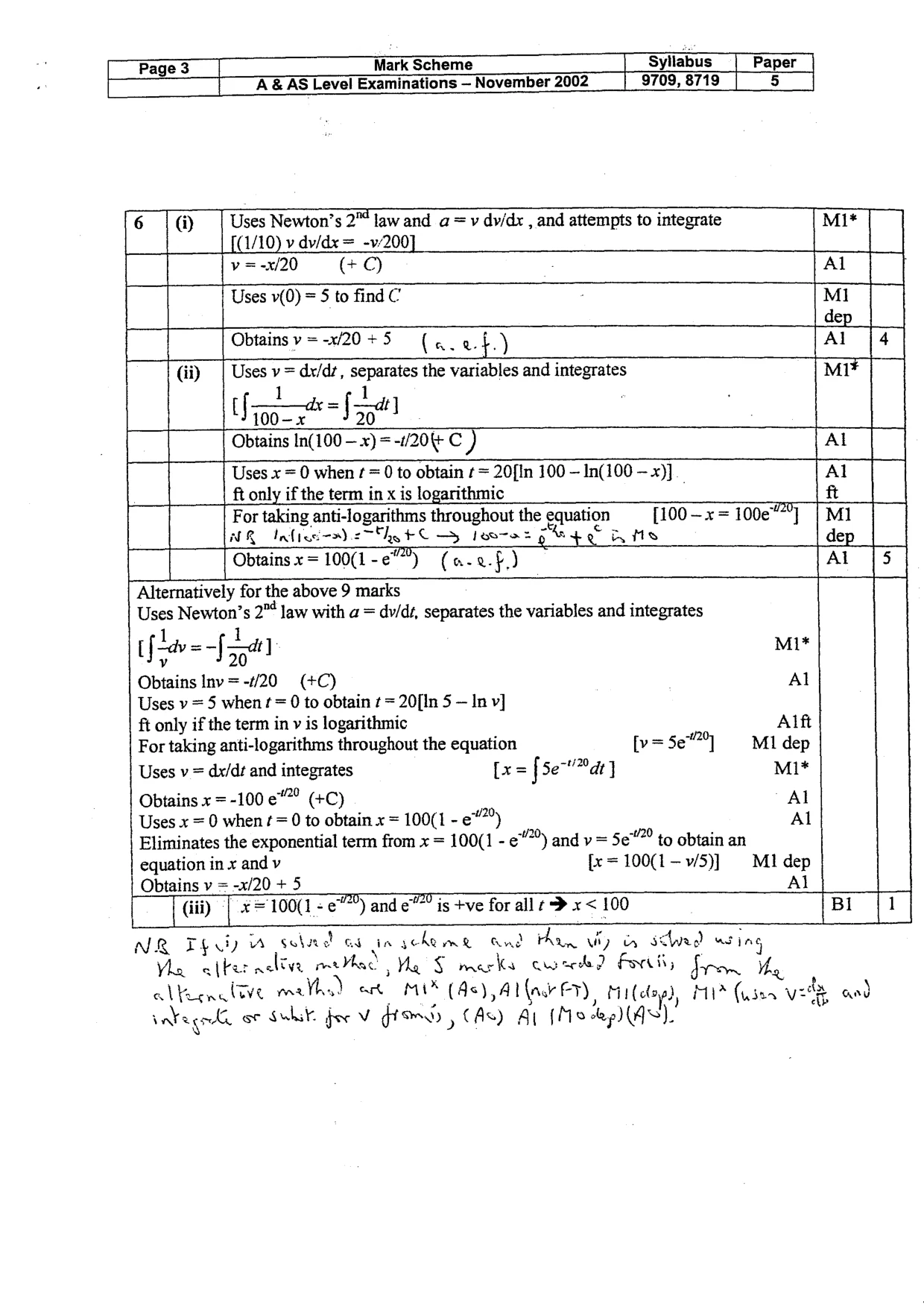 Mark scheme, page 4 of 5