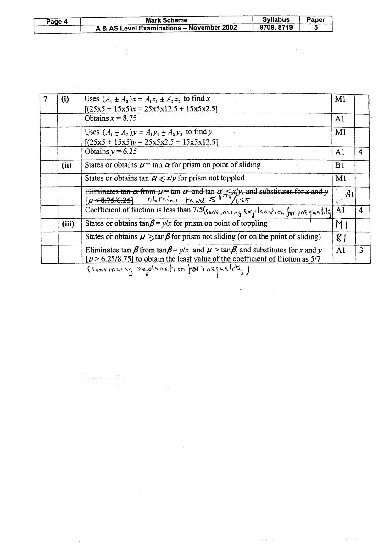 Mark scheme, page 5 of 5