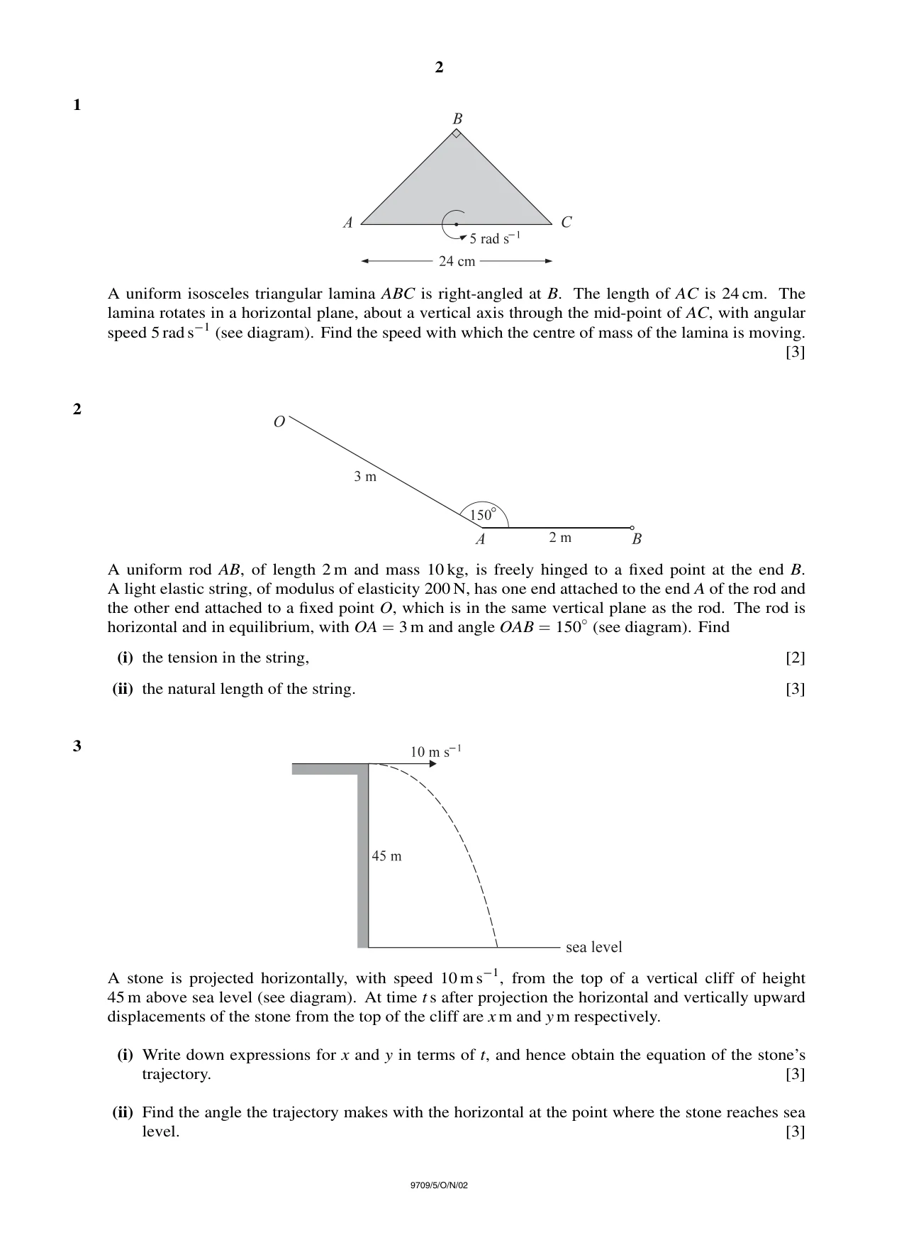Cambridge A Level Mathematics 9709 2002 Oct/Nov Paper 5 · Variant 1 question paper, page 2 of 4