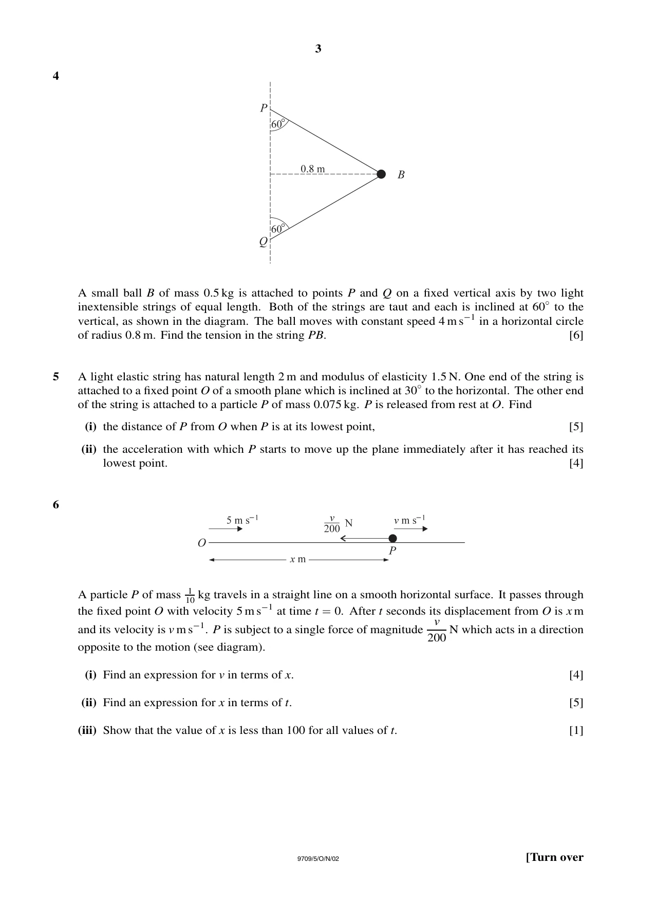 Cambridge A Level Mathematics 9709 2002 Oct/Nov Paper 5 · Variant 1 question paper, page 3 of 4