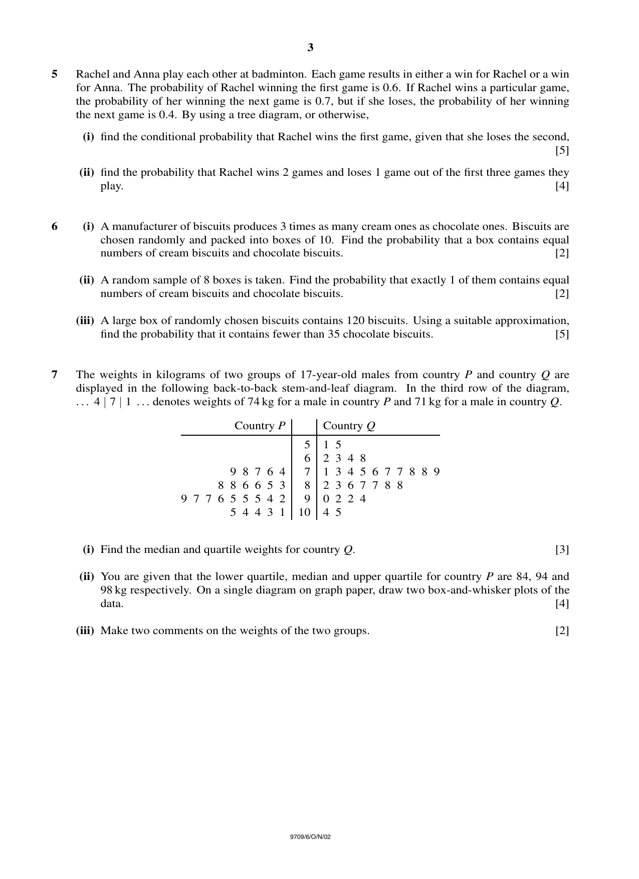 Cambridge A Level Mathematics 9709 2002 Oct/Nov Paper 6 · Variant 1 question paper, page 3 of 4