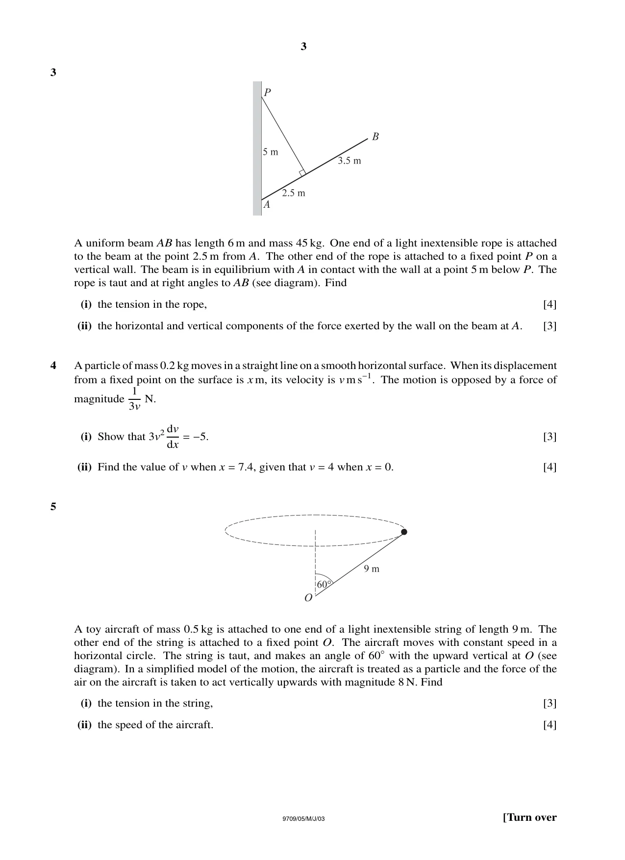 Cambridge A Level Mathematics 9709 2003 May/June Paper 5 · Variant 1 question paper, page 3 of 4