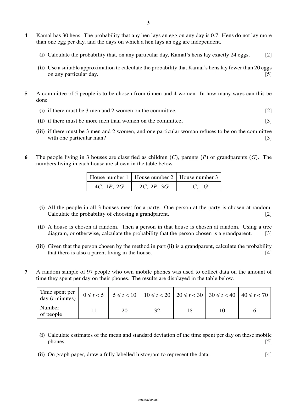 Cambridge A Level Mathematics 9709 2003 May/June Paper 6 · Variant 1 question paper, page 3 of 4