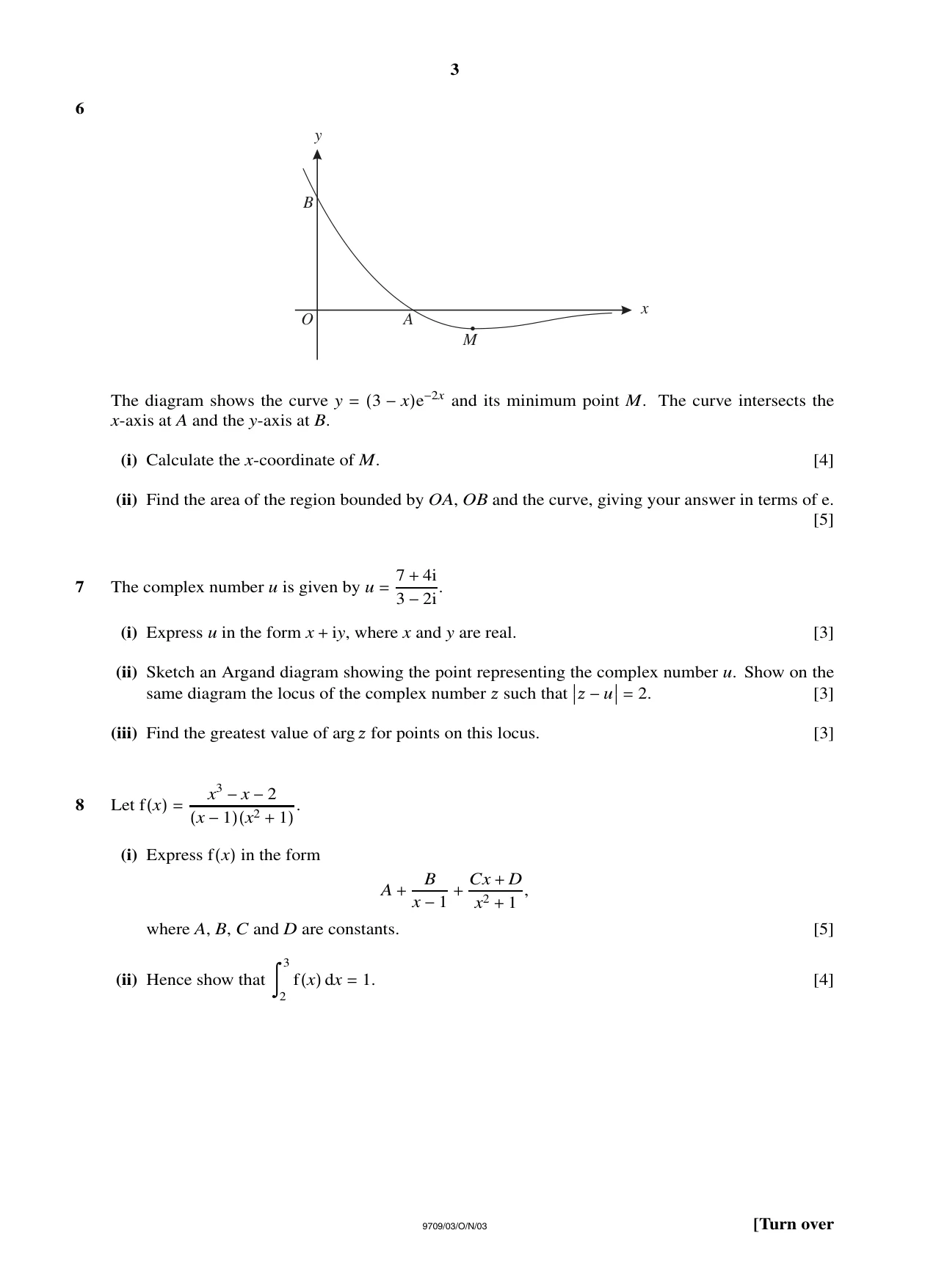 Cambridge A Level Mathematics 9709 2003 Oct/Nov Paper 3 · Variant 1 question paper, page 3 of 4
