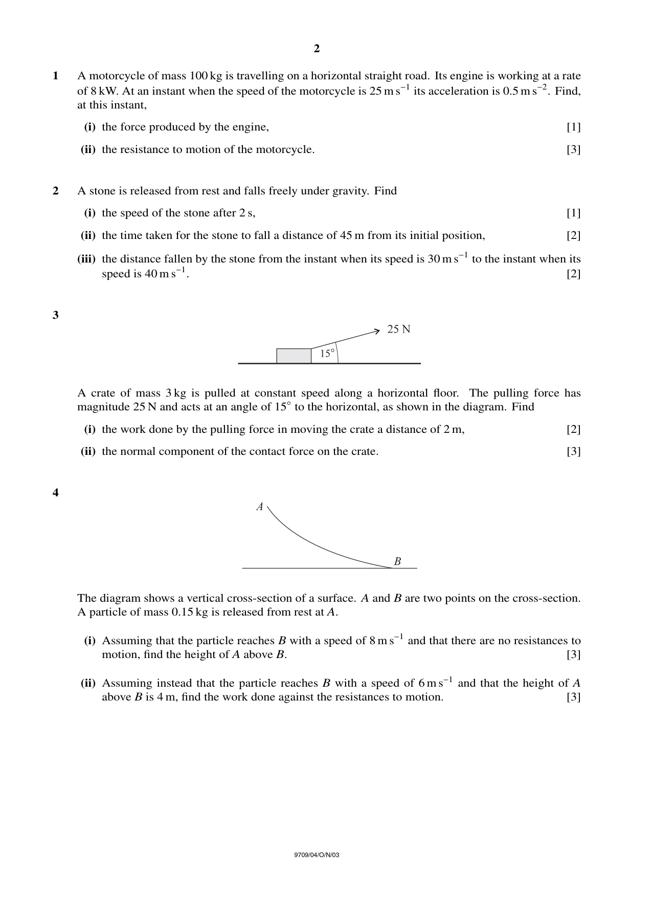 Cambridge A Level Mathematics 9709 2003 Oct/Nov Paper 4 · Variant 1 question paper, page 2 of 4