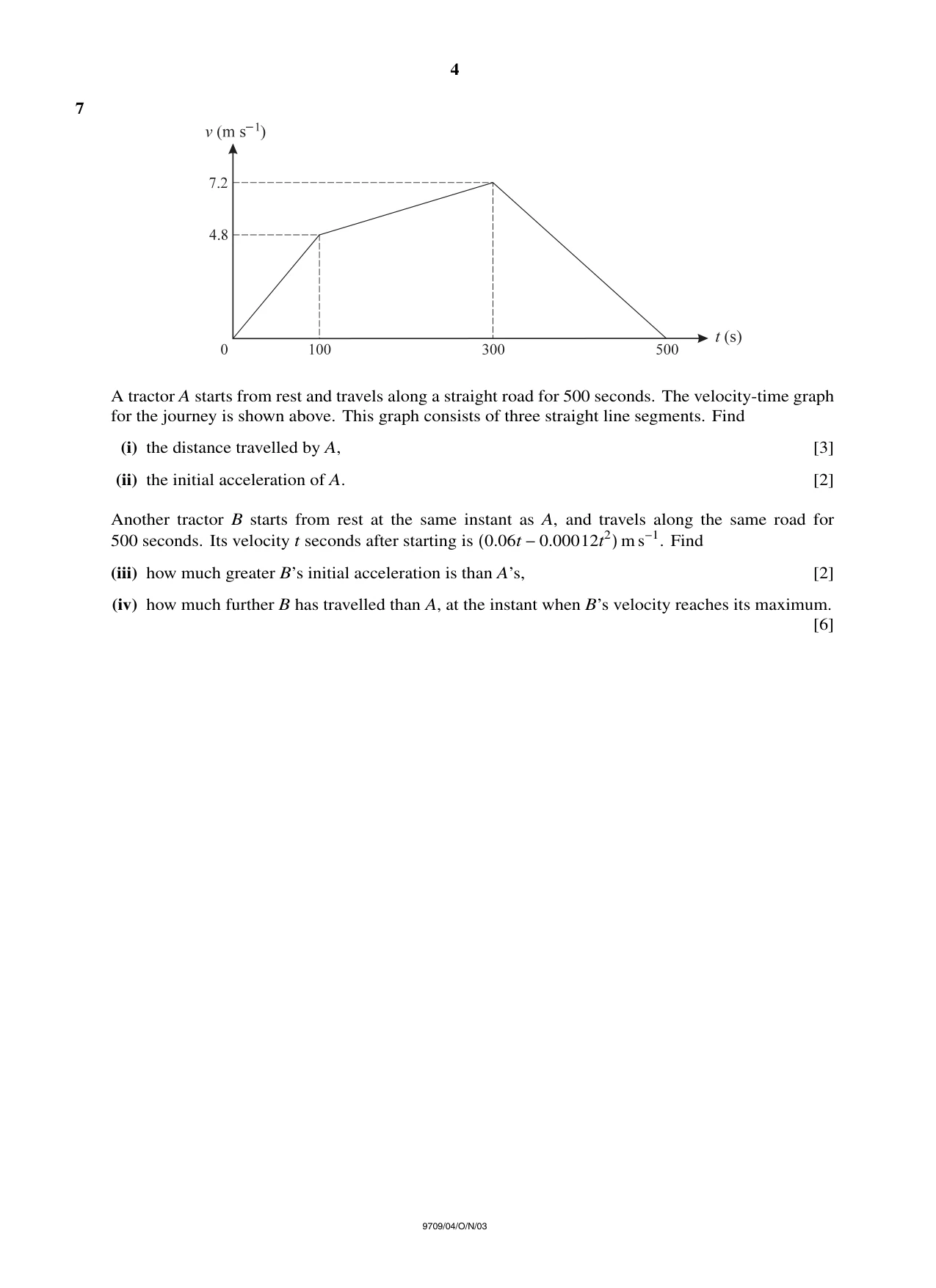 Cambridge A Level Mathematics 9709 2003 Oct/Nov Paper 4 · Variant 1 question paper, page 4 of 4