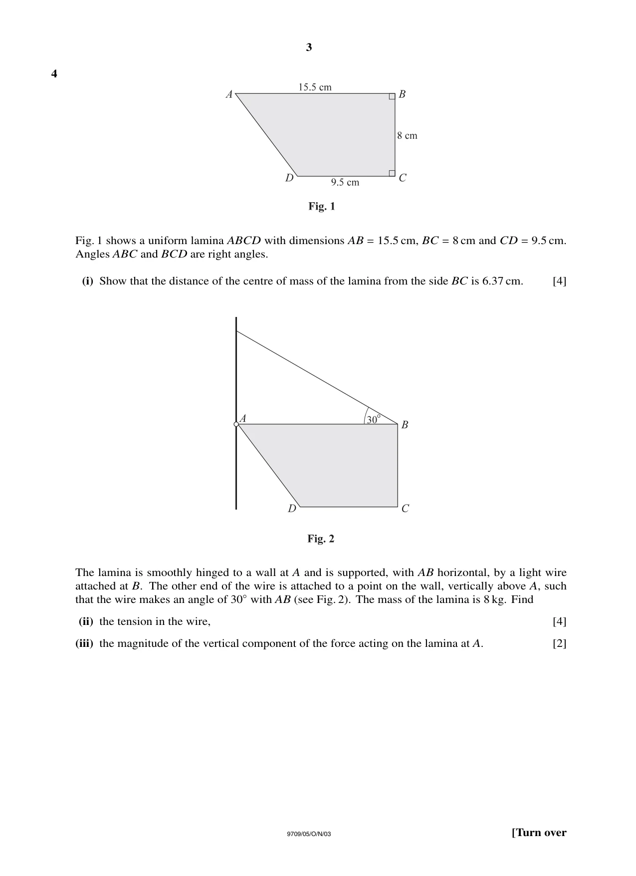 Cambridge A Level Mathematics 9709 2003 Oct/Nov Paper 5 · Variant 1 question paper, page 3 of 4