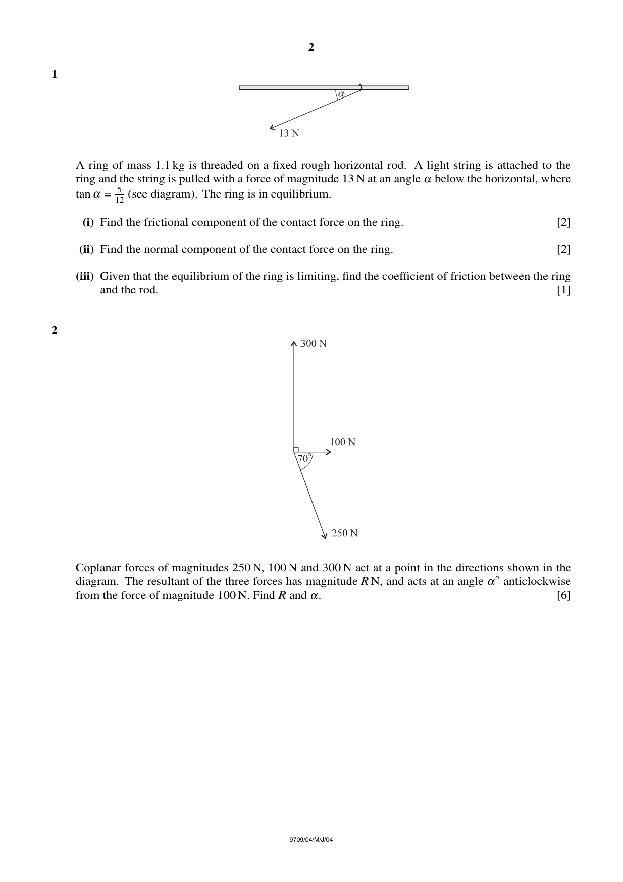 Cambridge A Level Mathematics 9709 2004 May/June Paper 4 · Variant 1 question paper, page 2 of 4