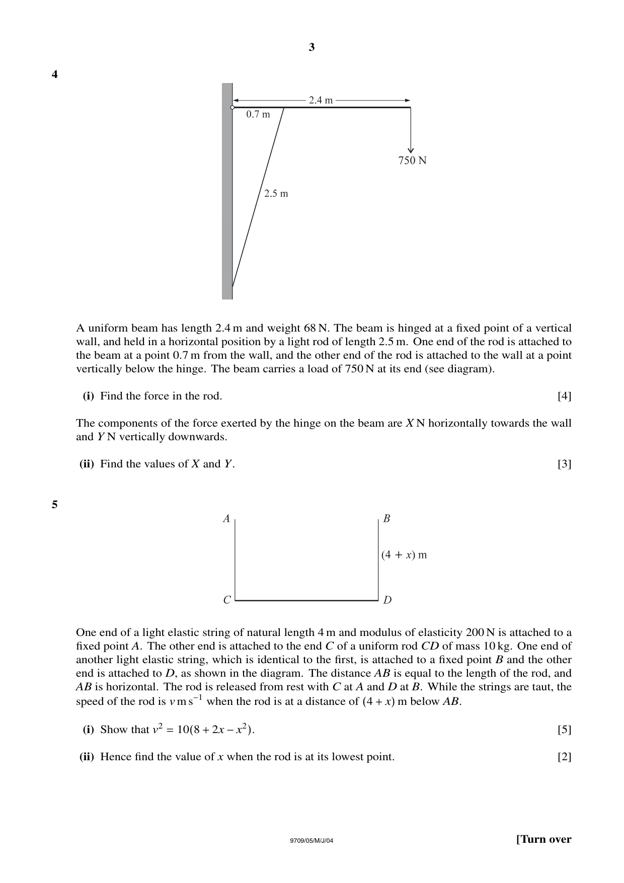 Cambridge A Level Mathematics 9709 2004 May/June Paper 5 · Variant 1 question paper, page 3 of 4