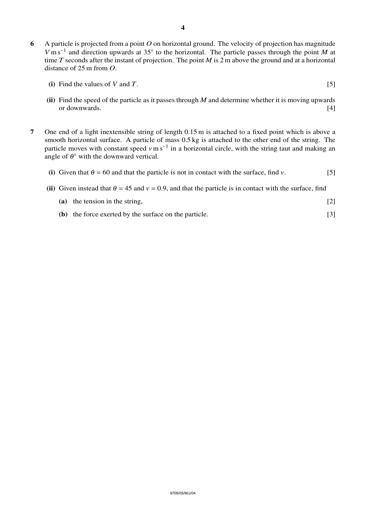Cambridge A Level Mathematics 9709 2004 May/June Paper 5 · Variant 1 question paper, page 4 of 4