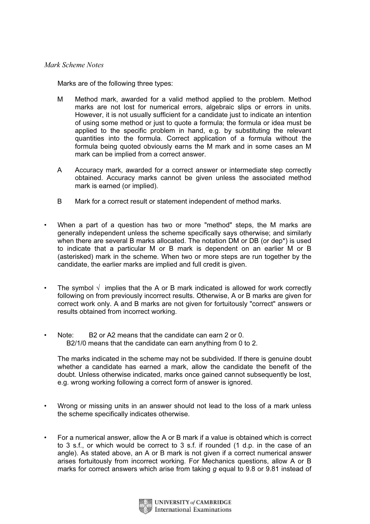 Mark scheme, page 3 of 8
