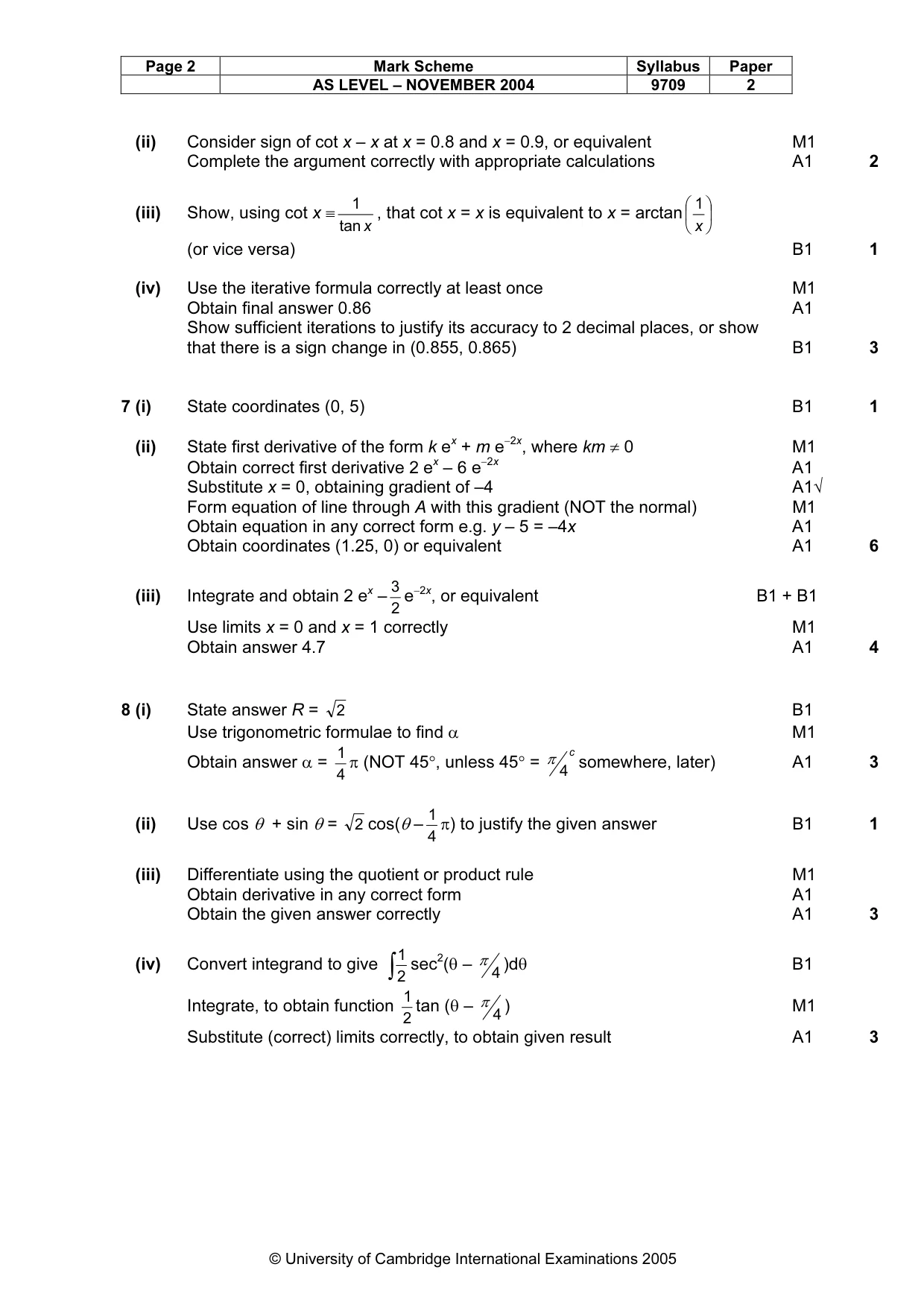 Mark scheme, page 7 of 7