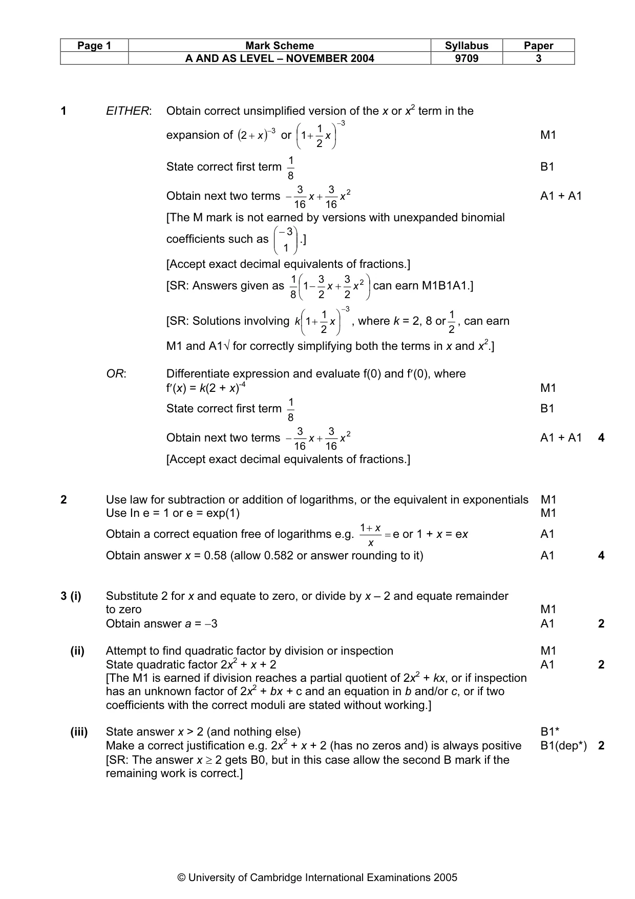Mark scheme, page 6 of 10