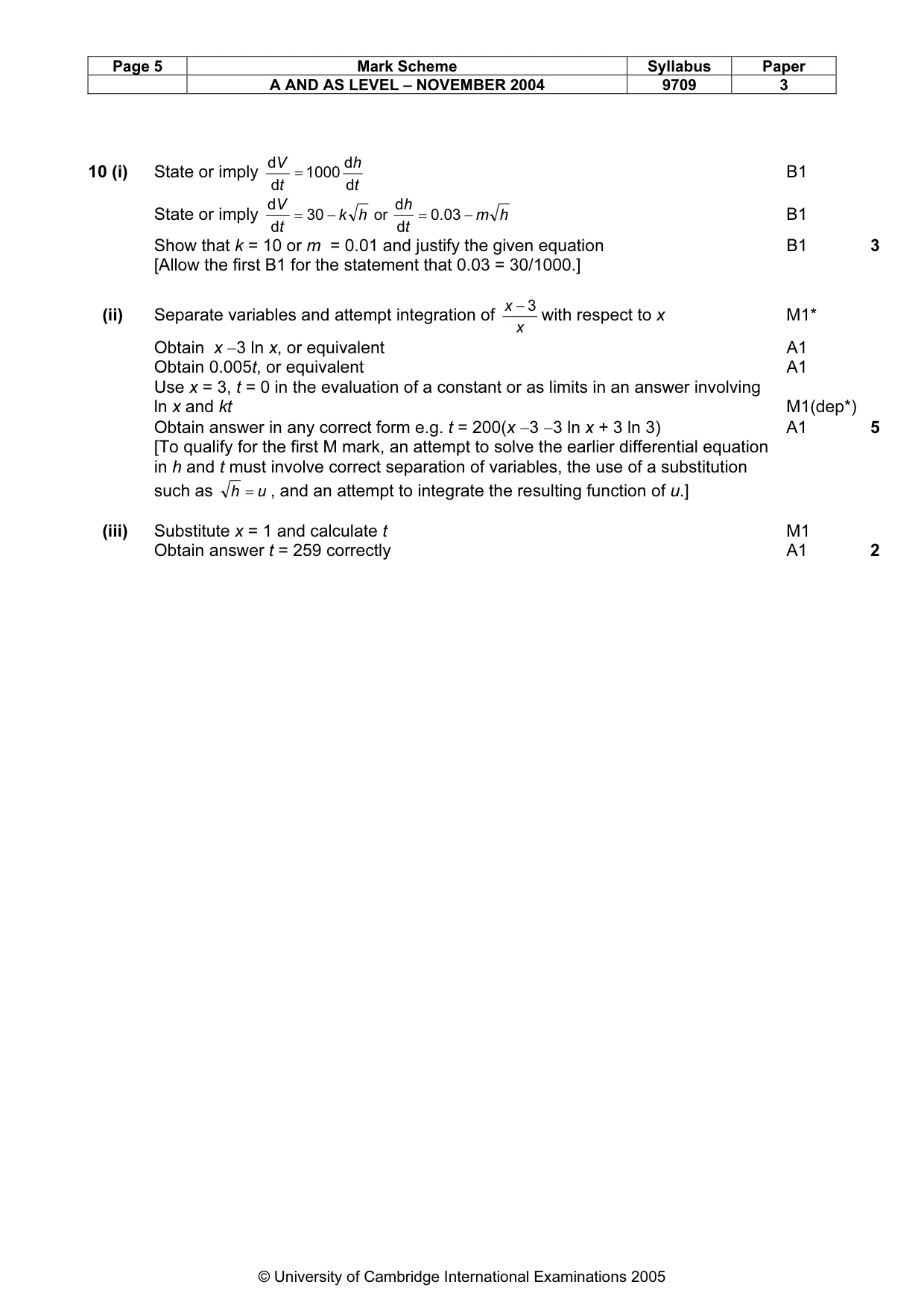 Mark scheme, page 10 of 10