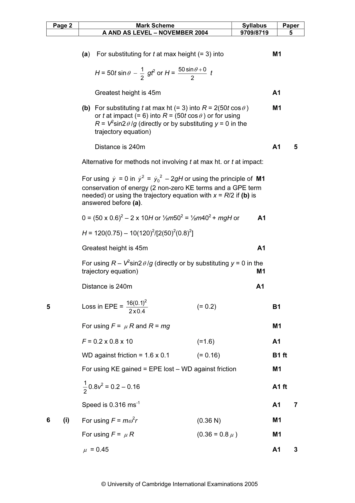Mark scheme, page 7 of 8