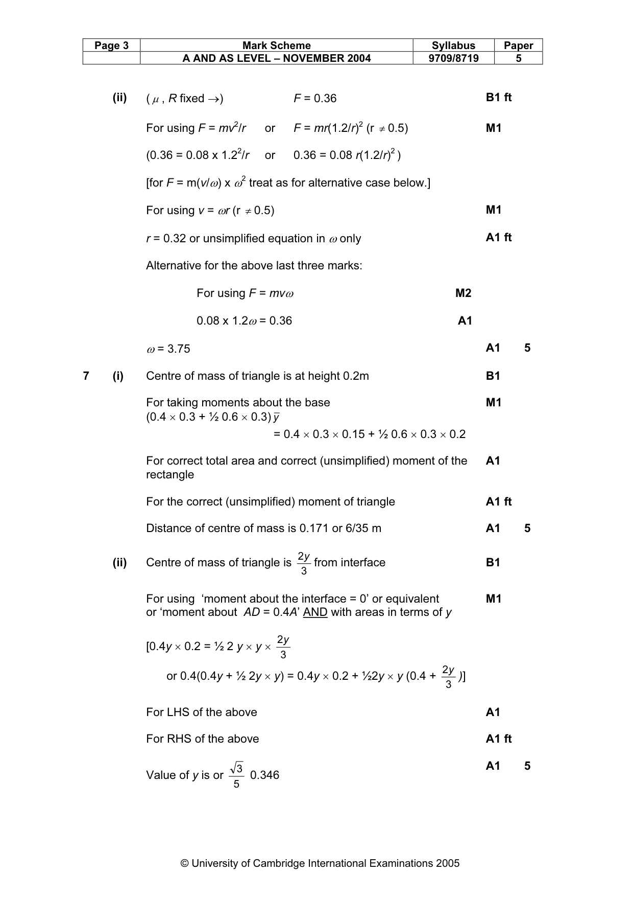 Mark scheme, page 8 of 8