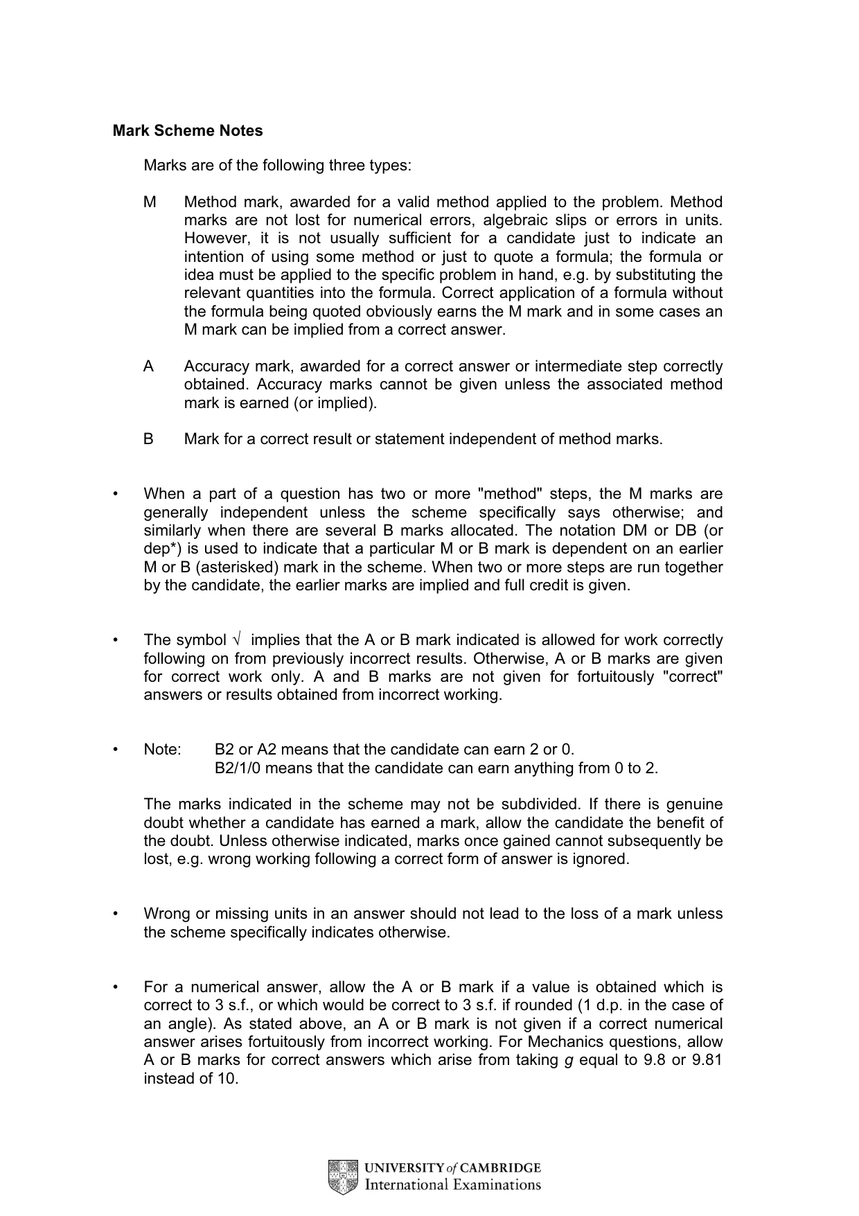 Mark scheme, page 3 of 9