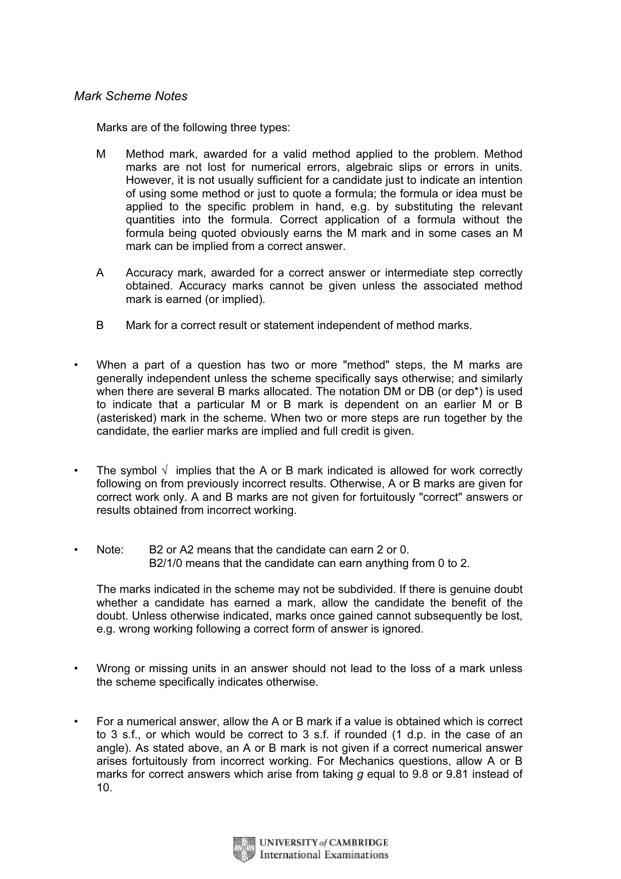 Mark scheme, page 3 of 8