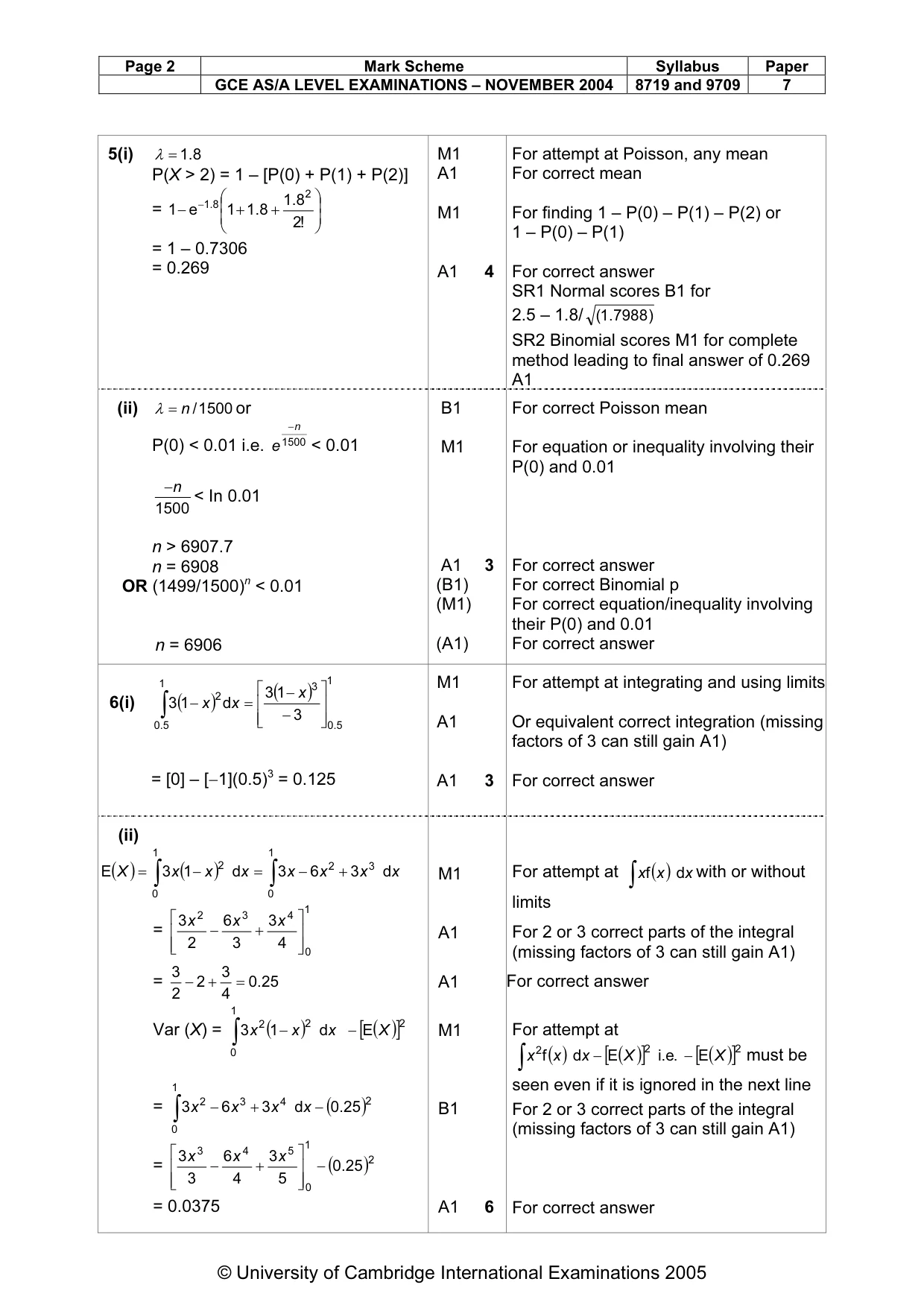 Mark scheme, page 7 of 8