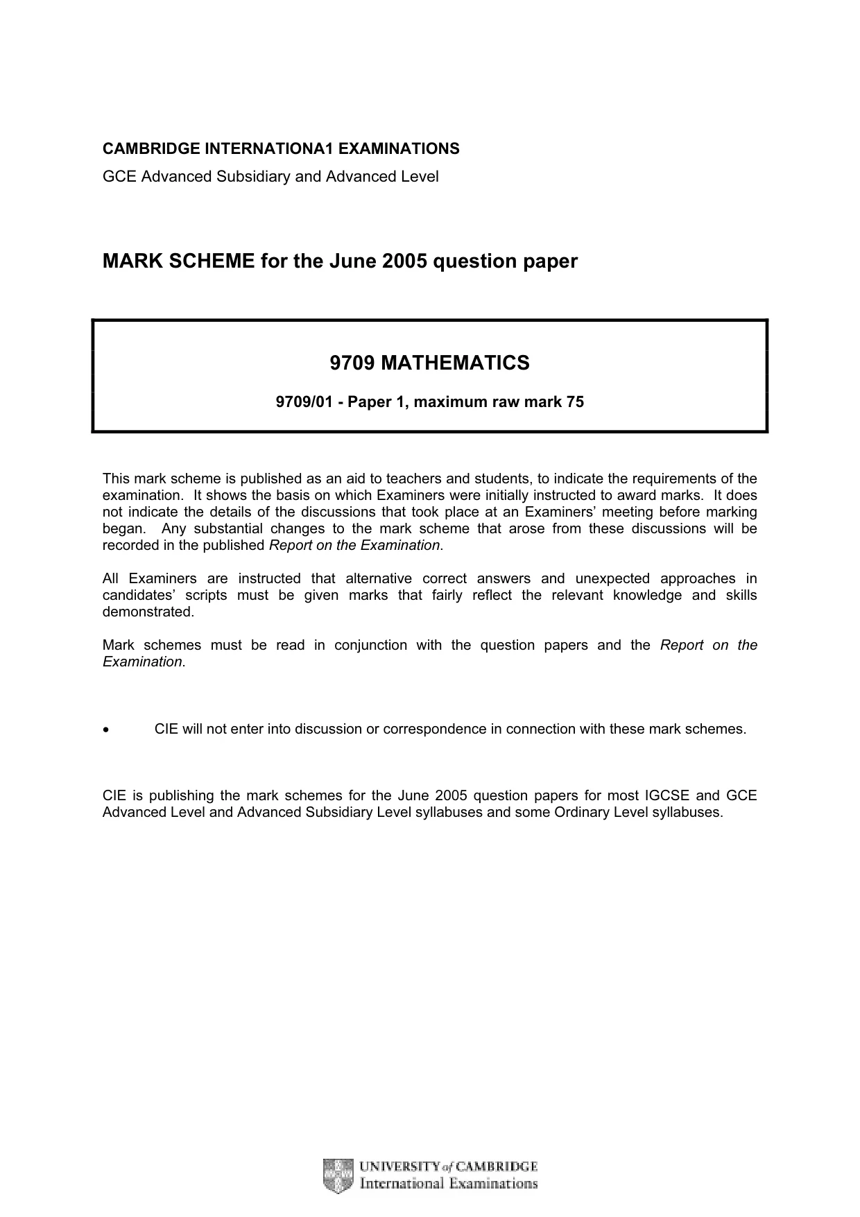 Mark scheme, page 1 of 9