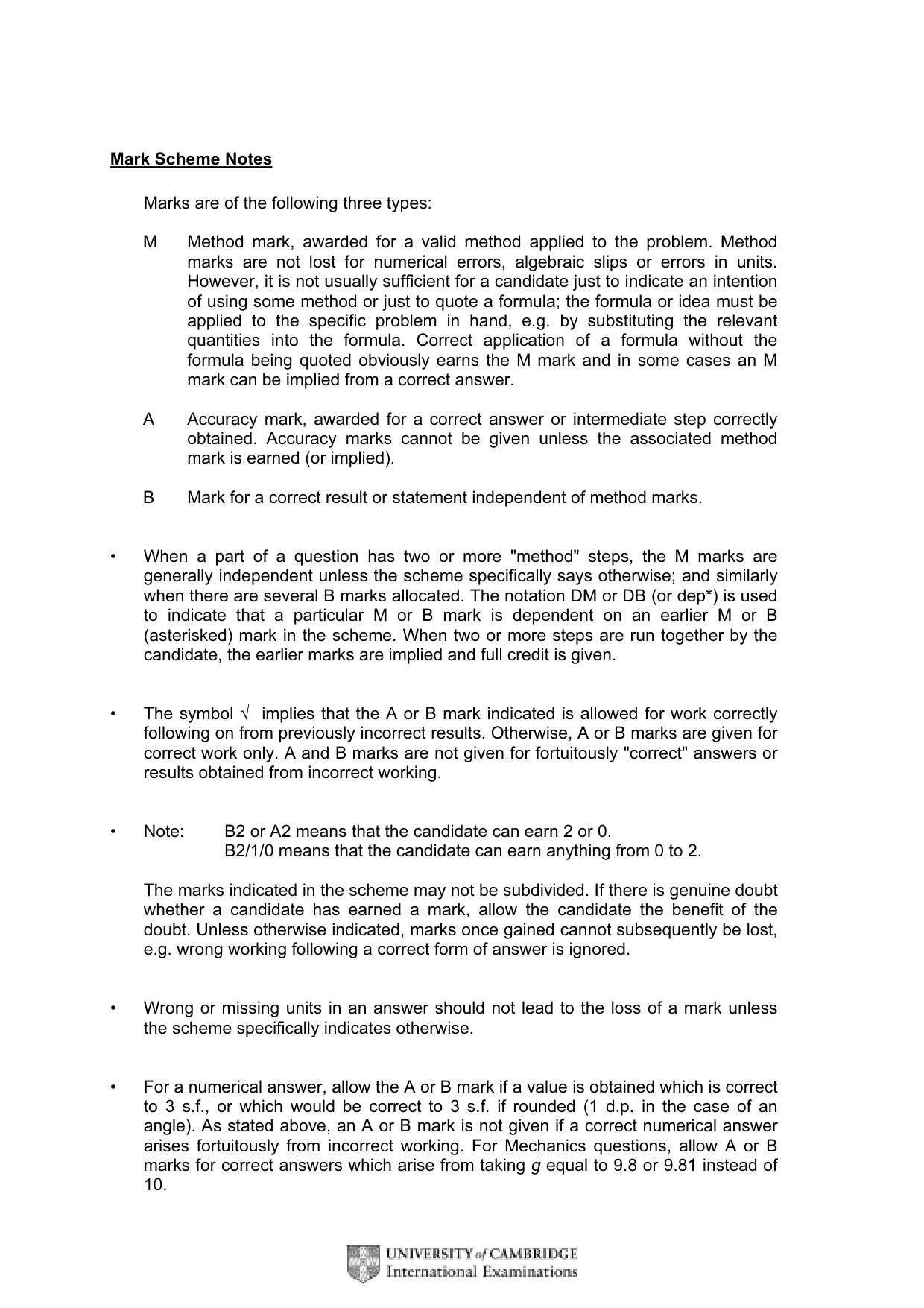 Mark scheme, page 3 of 9