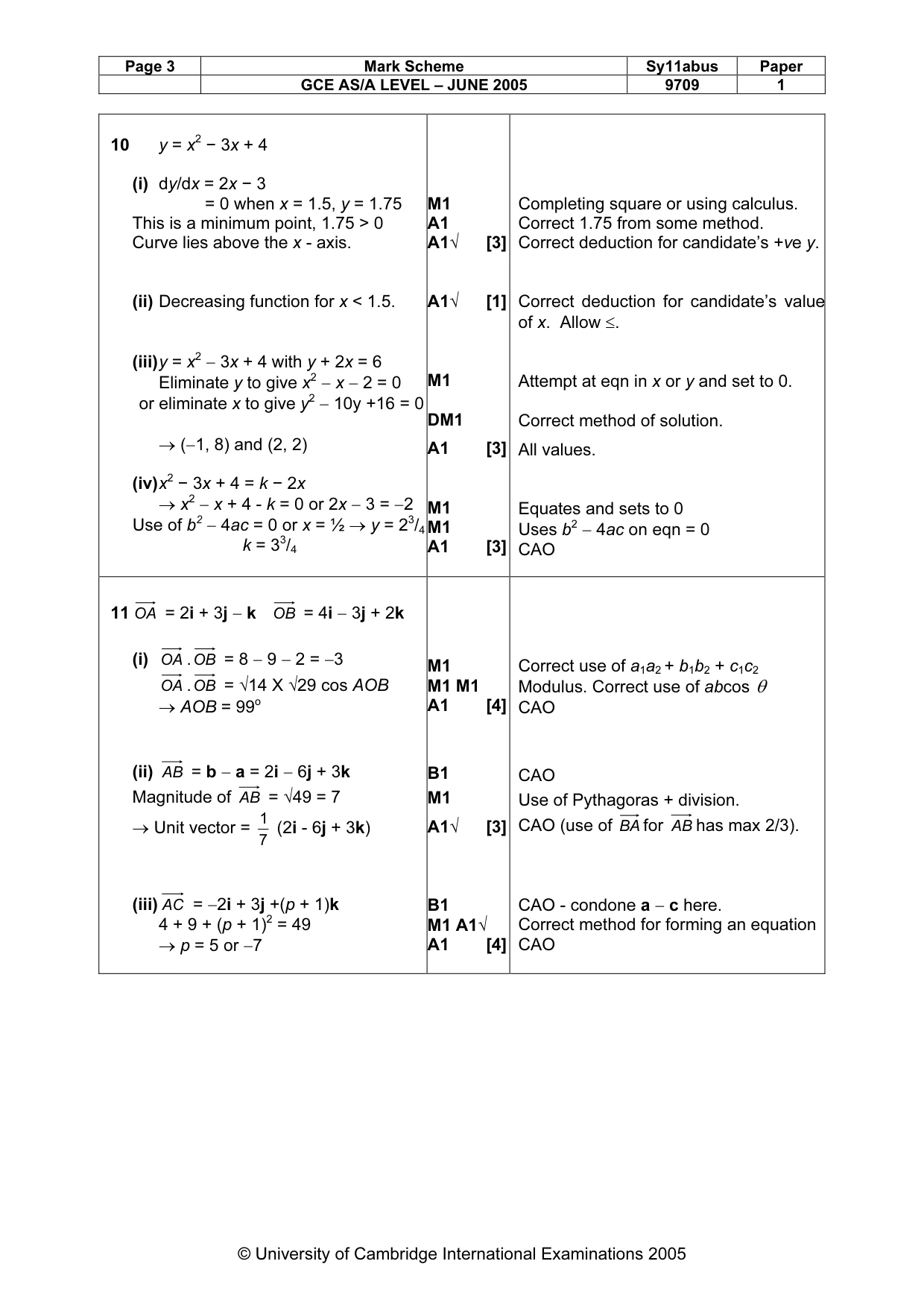 Mark scheme, page 9 of 9