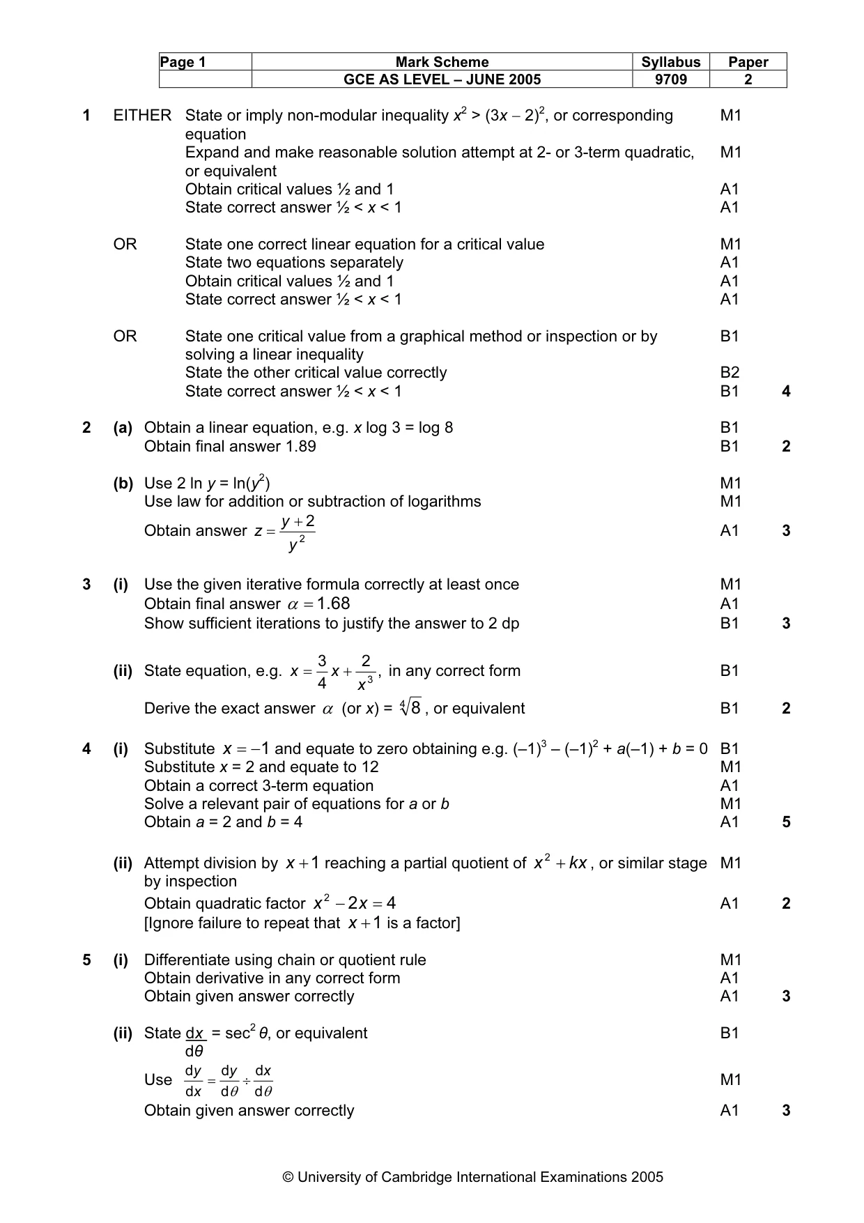 Mark scheme, page 6 of 7
