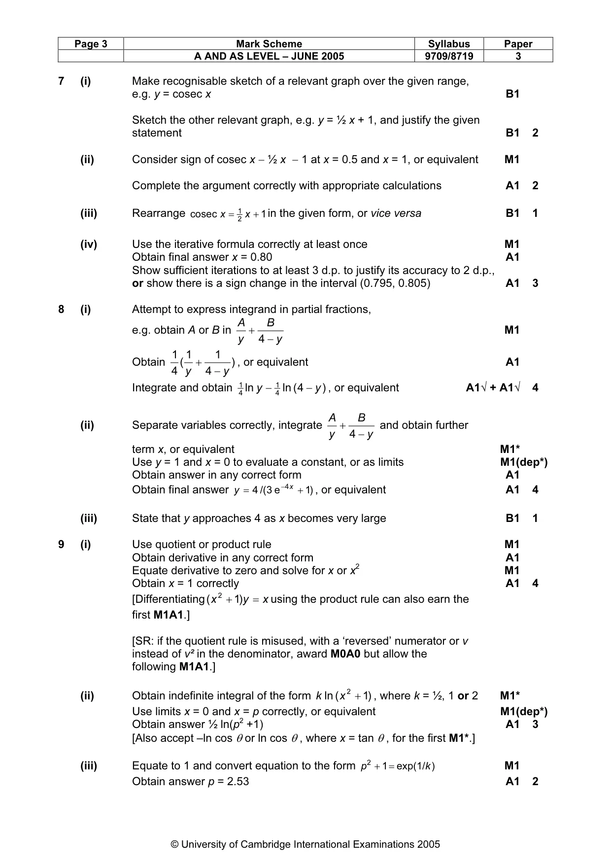 Mark scheme, page 8 of 10