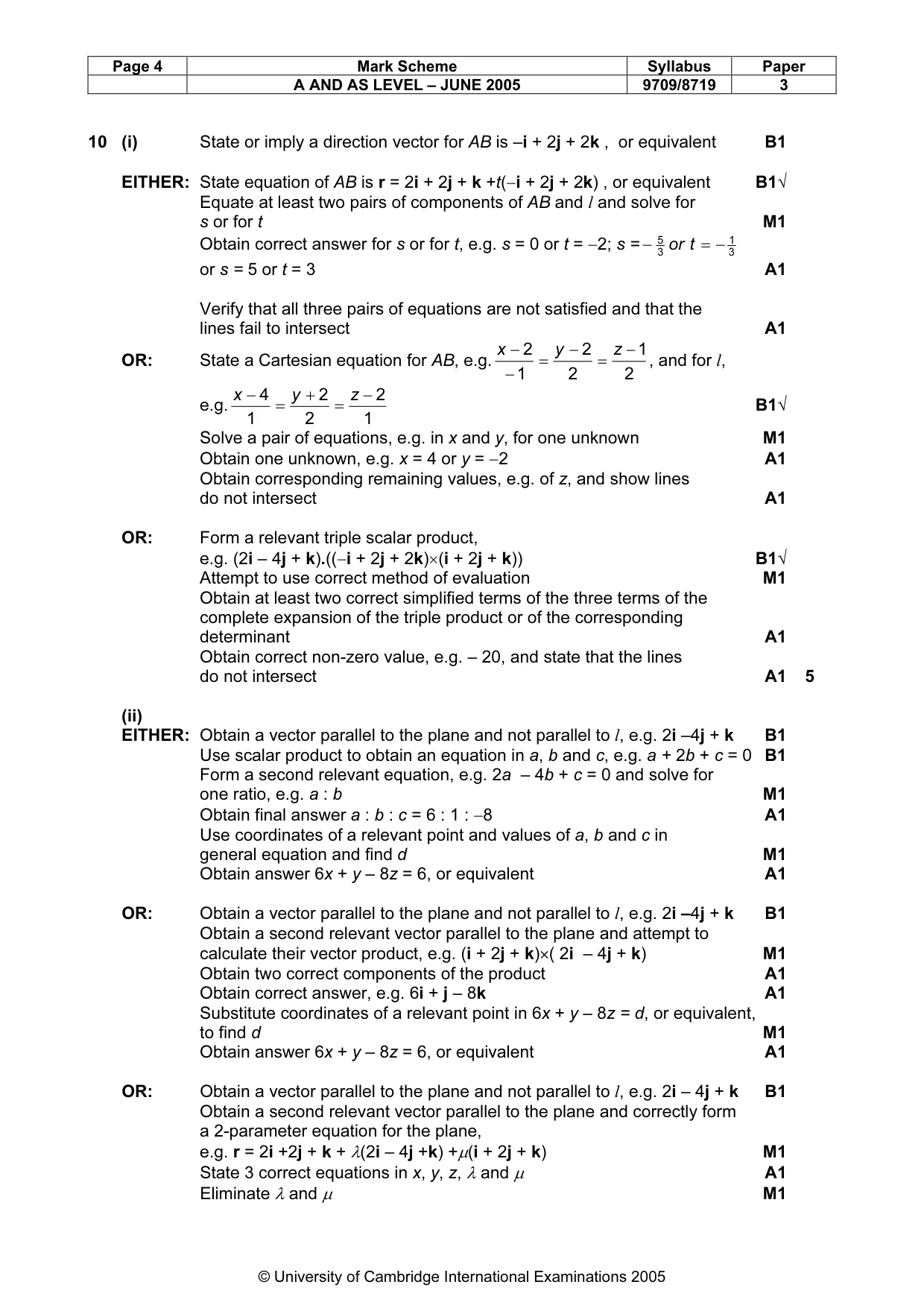 Mark scheme, page 9 of 10