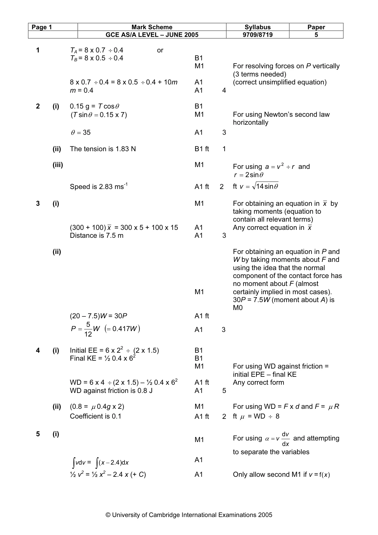 Mark scheme, page 6 of 8
