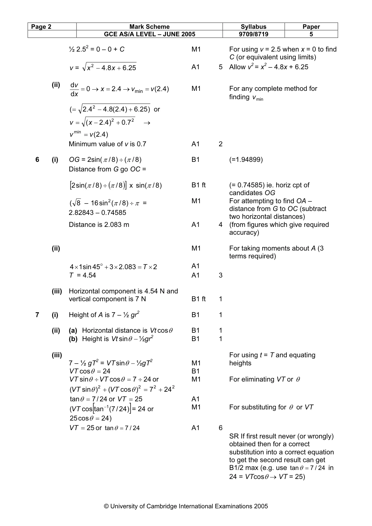 Mark scheme, page 7 of 8