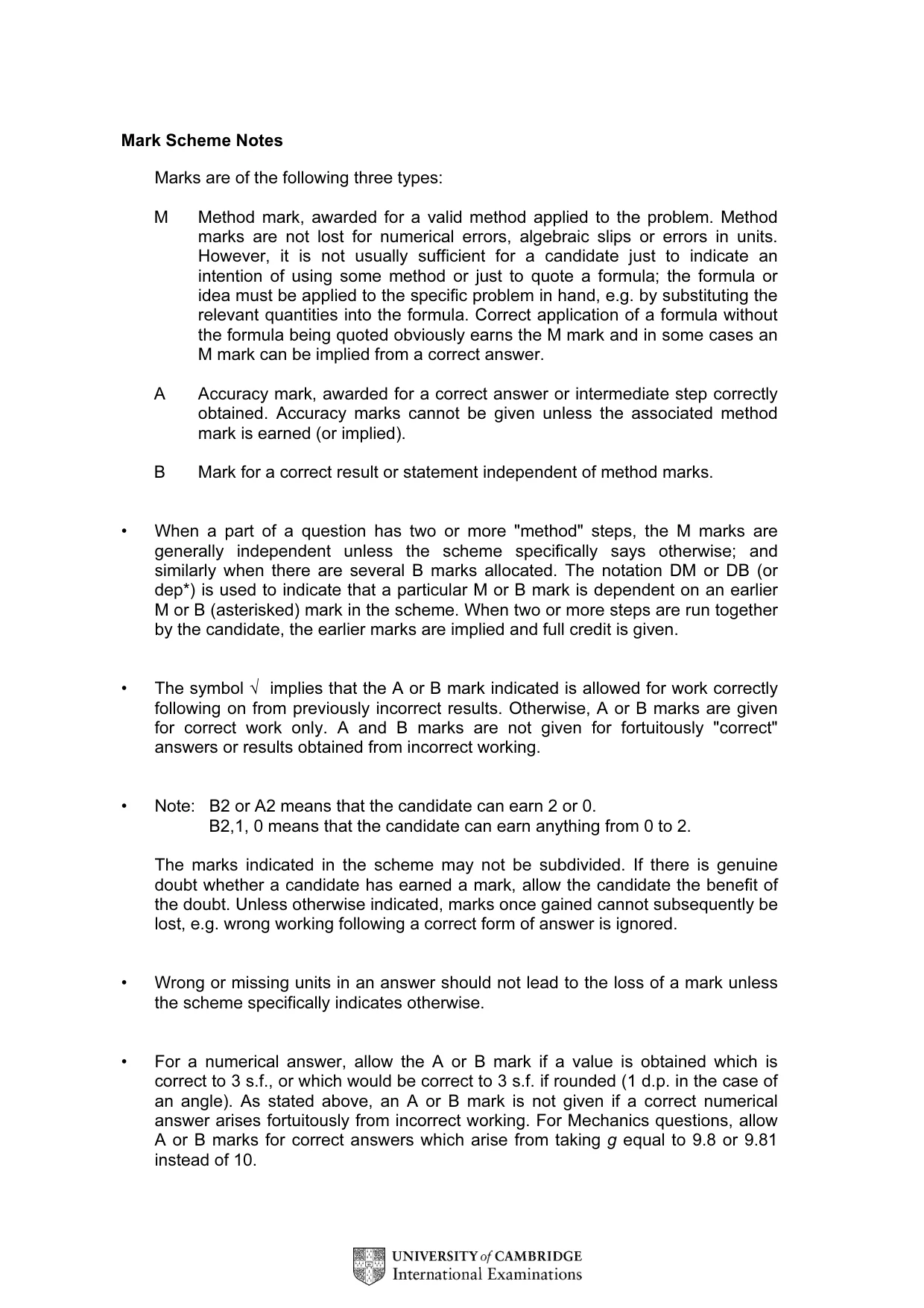 Mark scheme, page 3 of 8