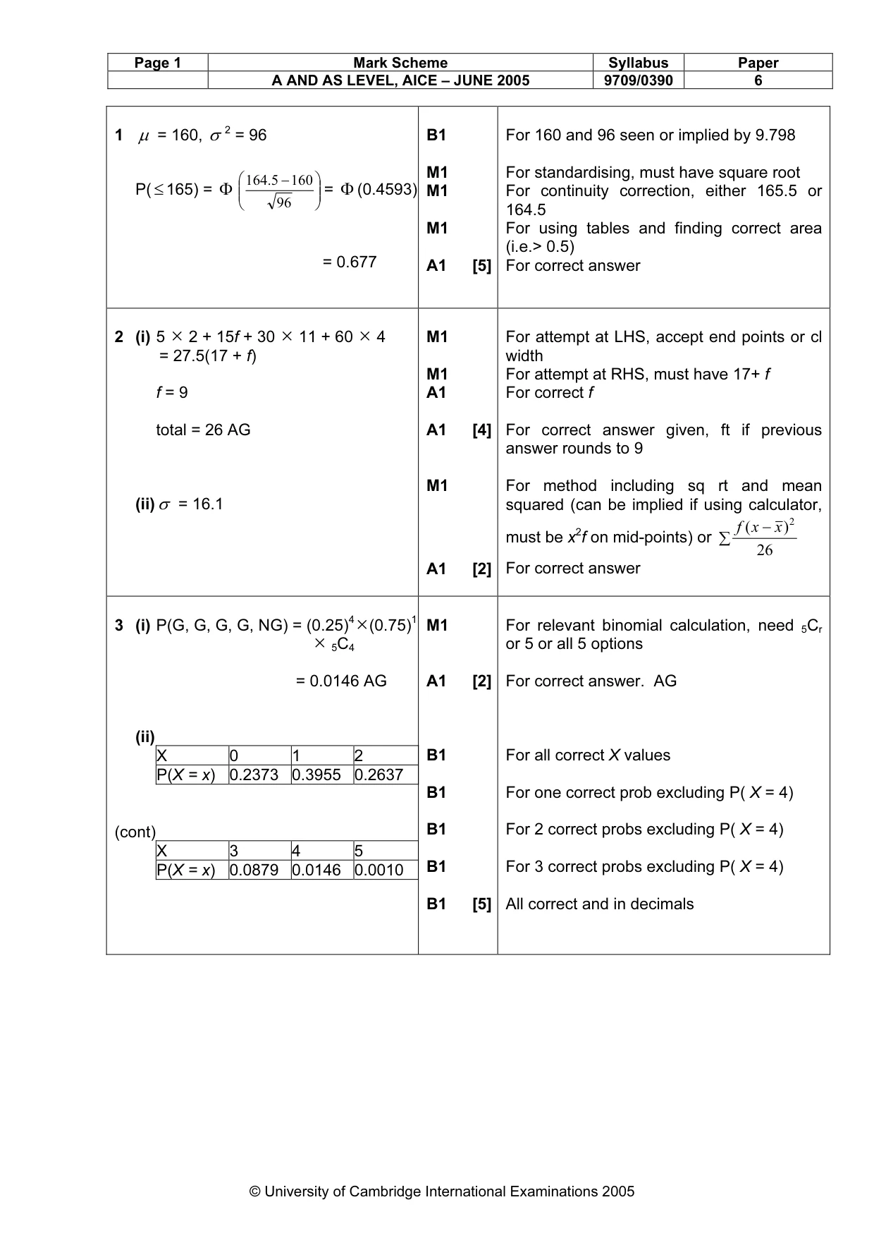 Mark scheme, page 6 of 8