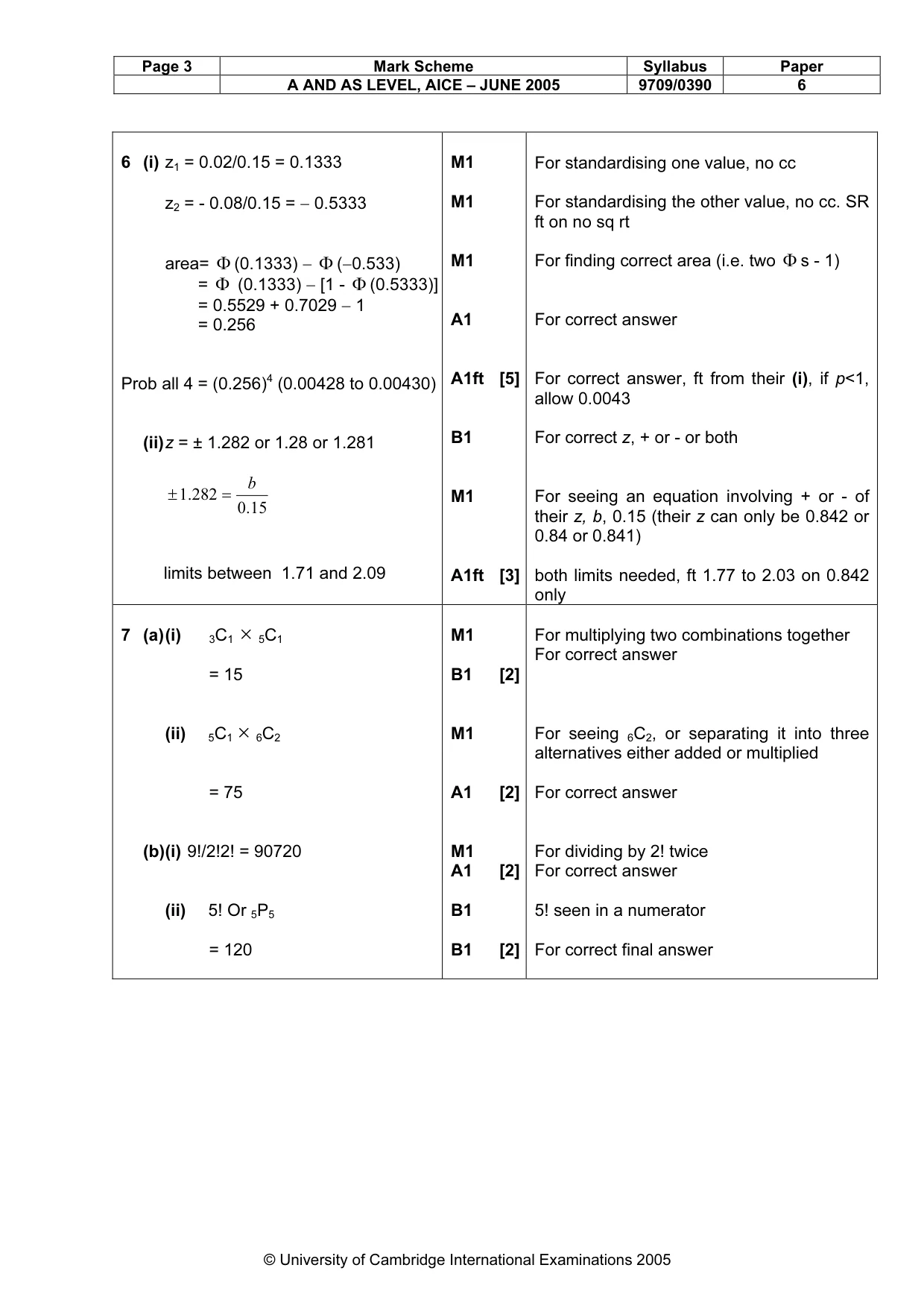 Mark scheme, page 8 of 8