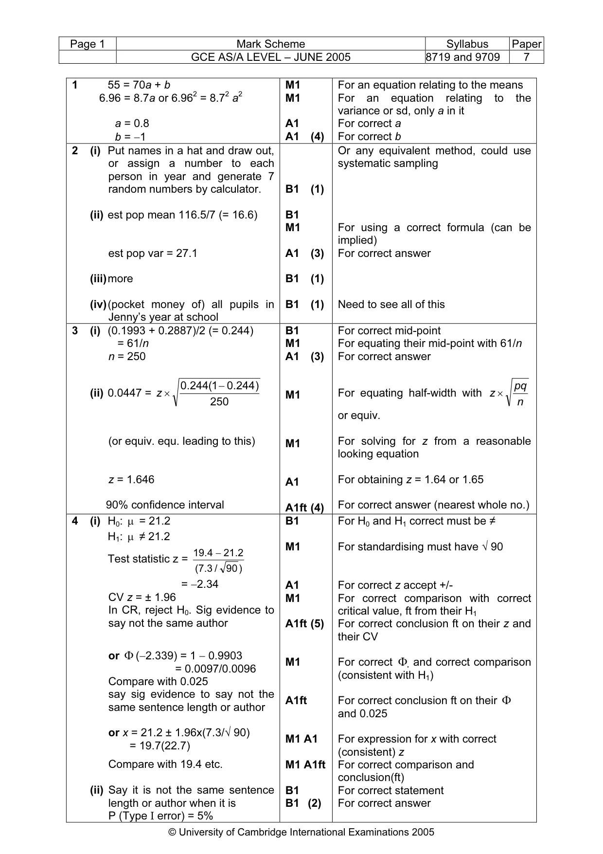 Mark scheme, page 6 of 8
