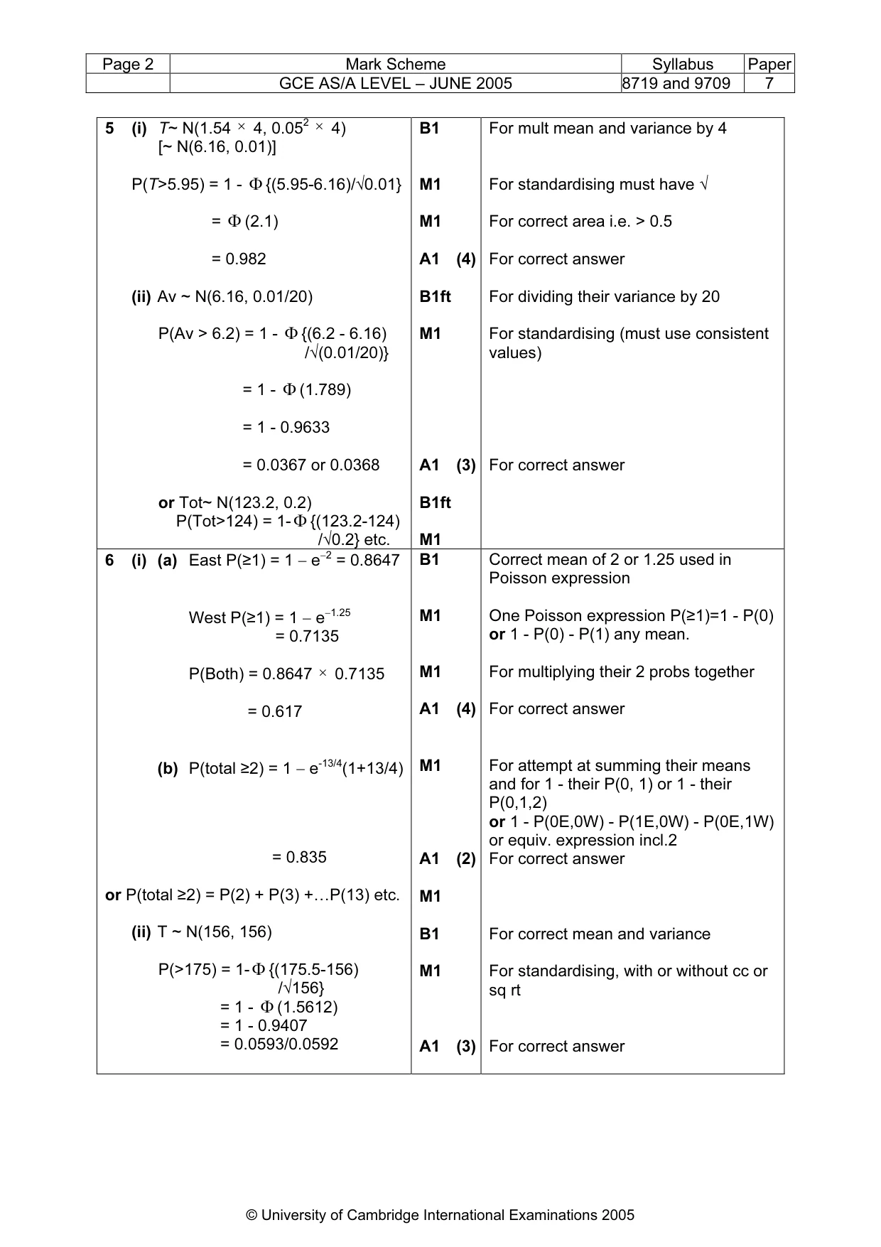 Mark scheme, page 7 of 8