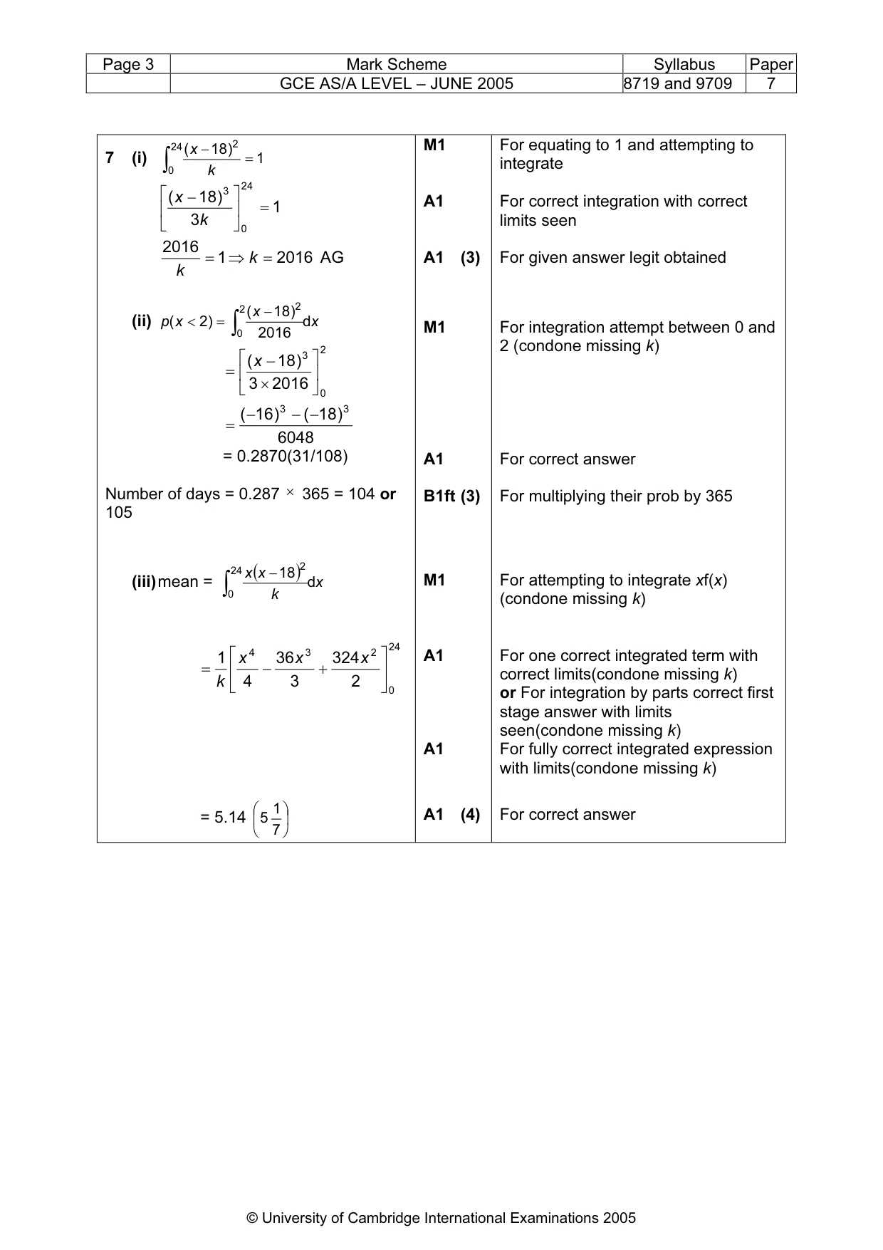 Mark scheme, page 8 of 8